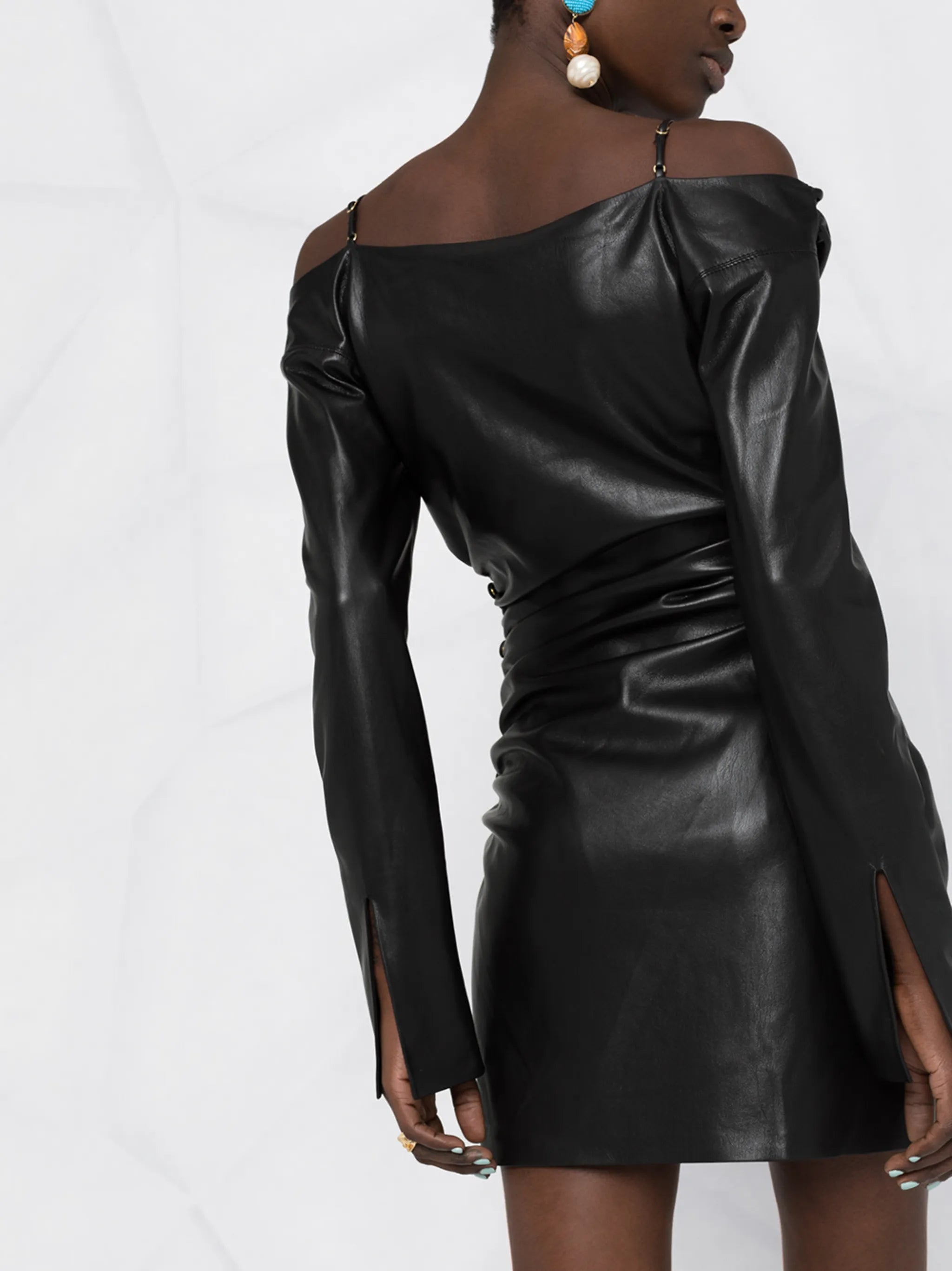 ruched-detail off-shoulder dress