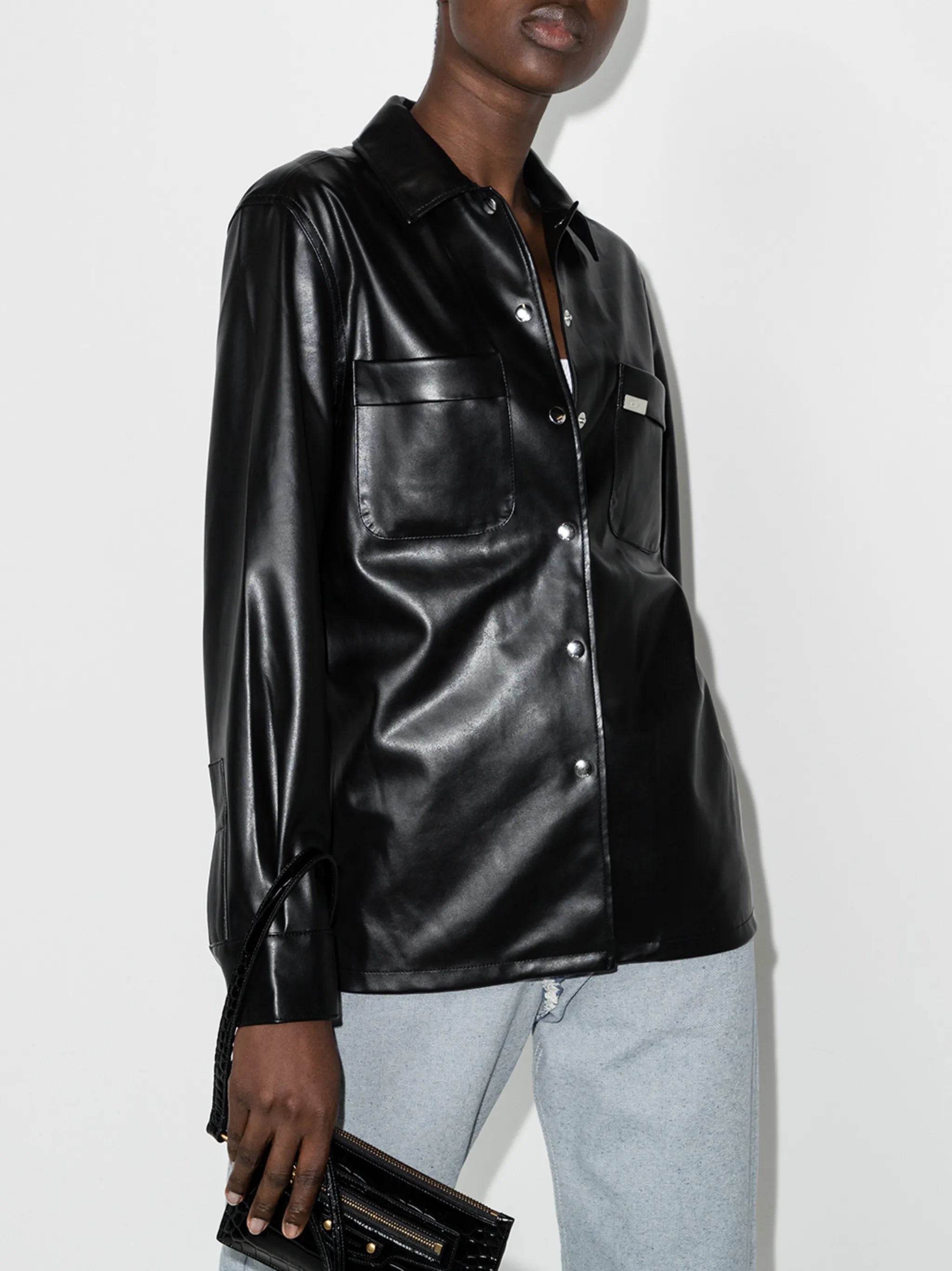 Barry faux-leather shirt