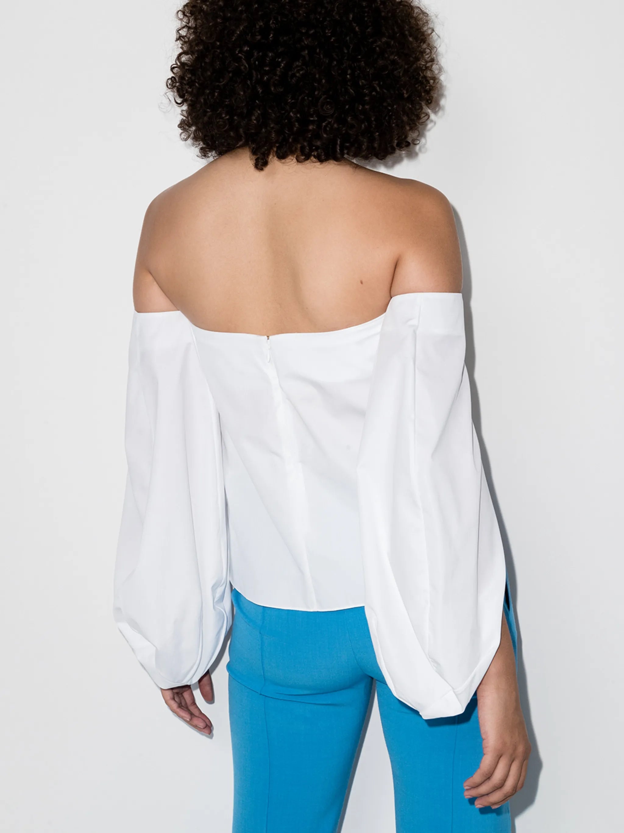 off-shoulder puff-sleeves blouse