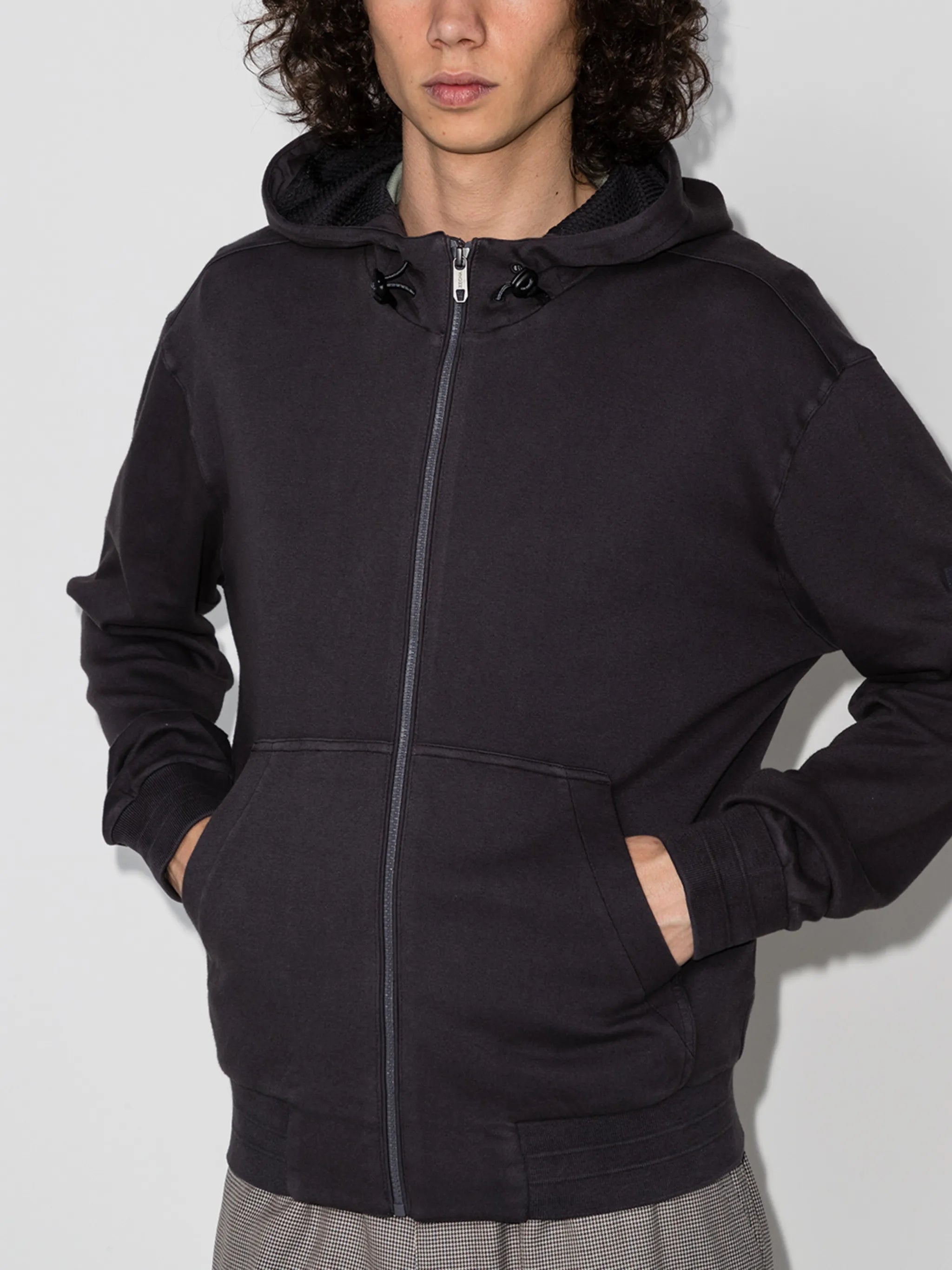 logo patch zipped hoodie