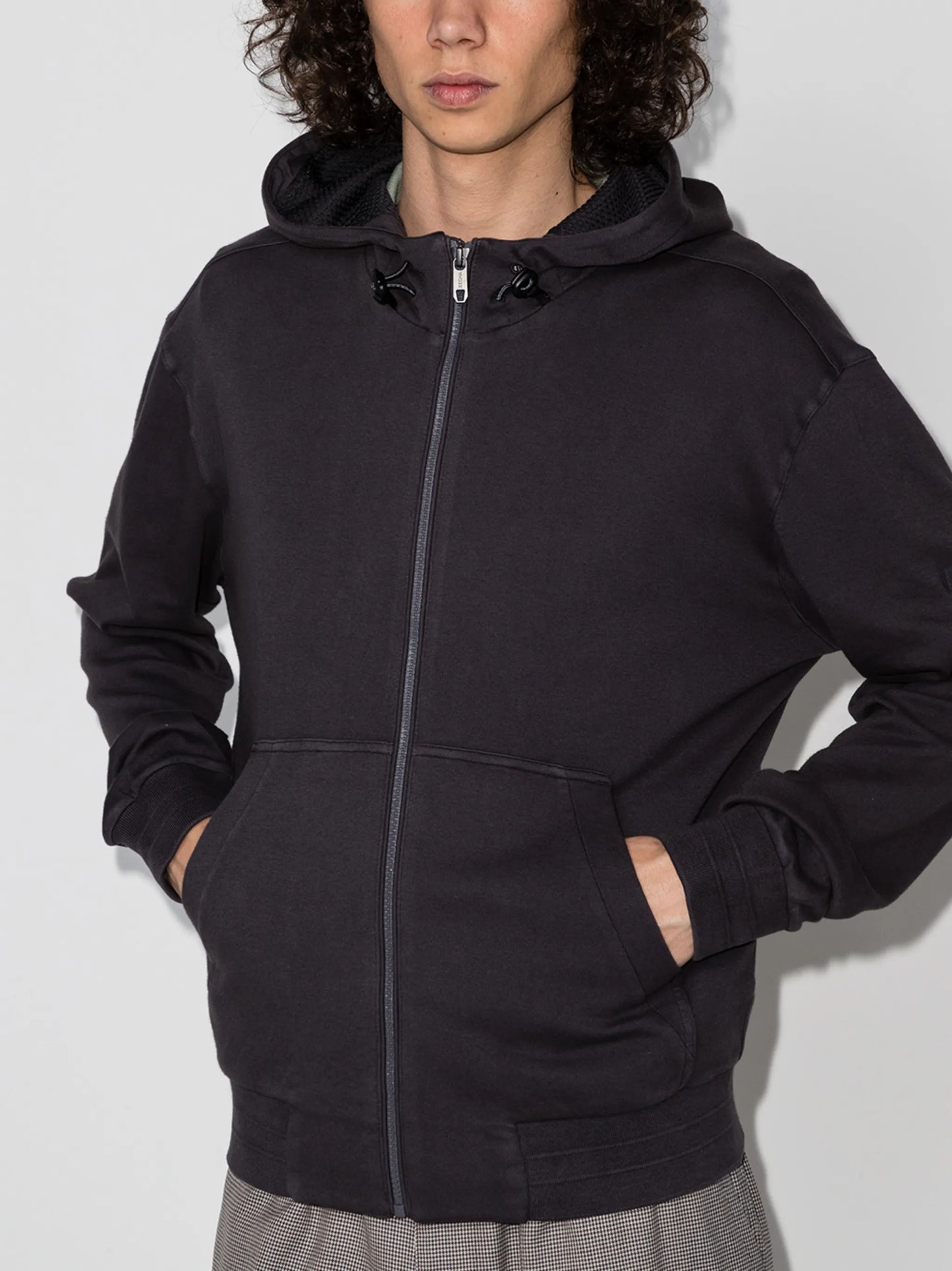 logo patch zipped hoodie