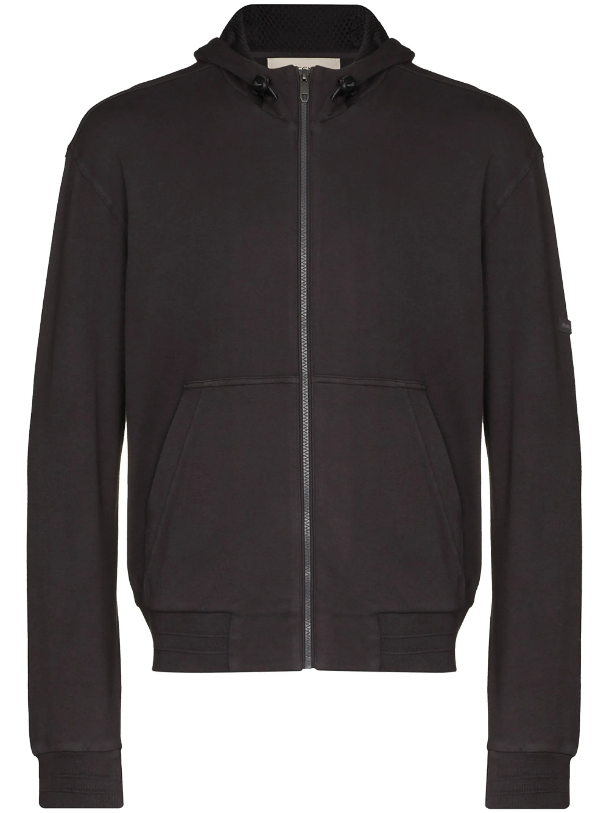 logo patch zipped hoodie