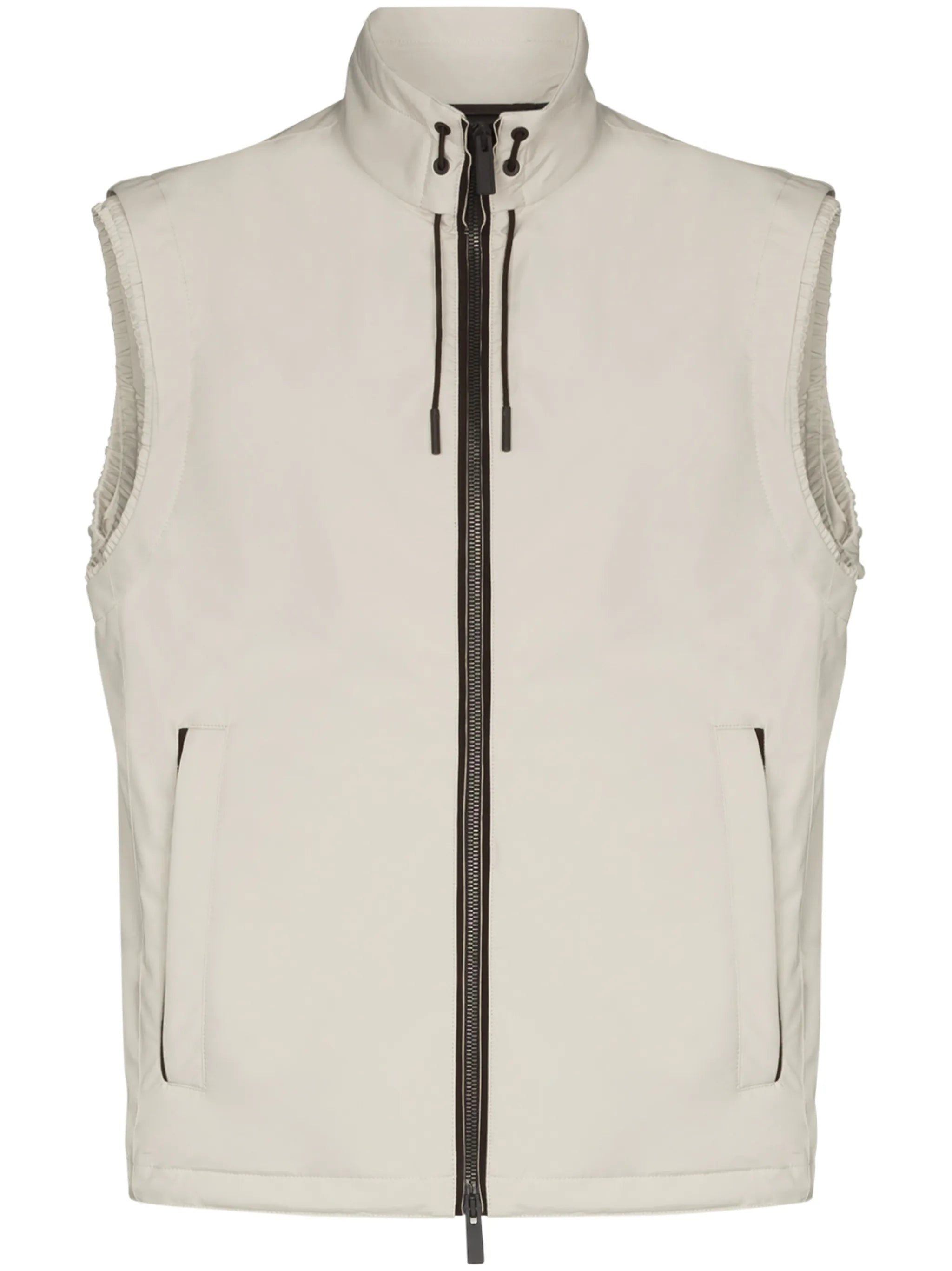 leather-trim zip-up gilet