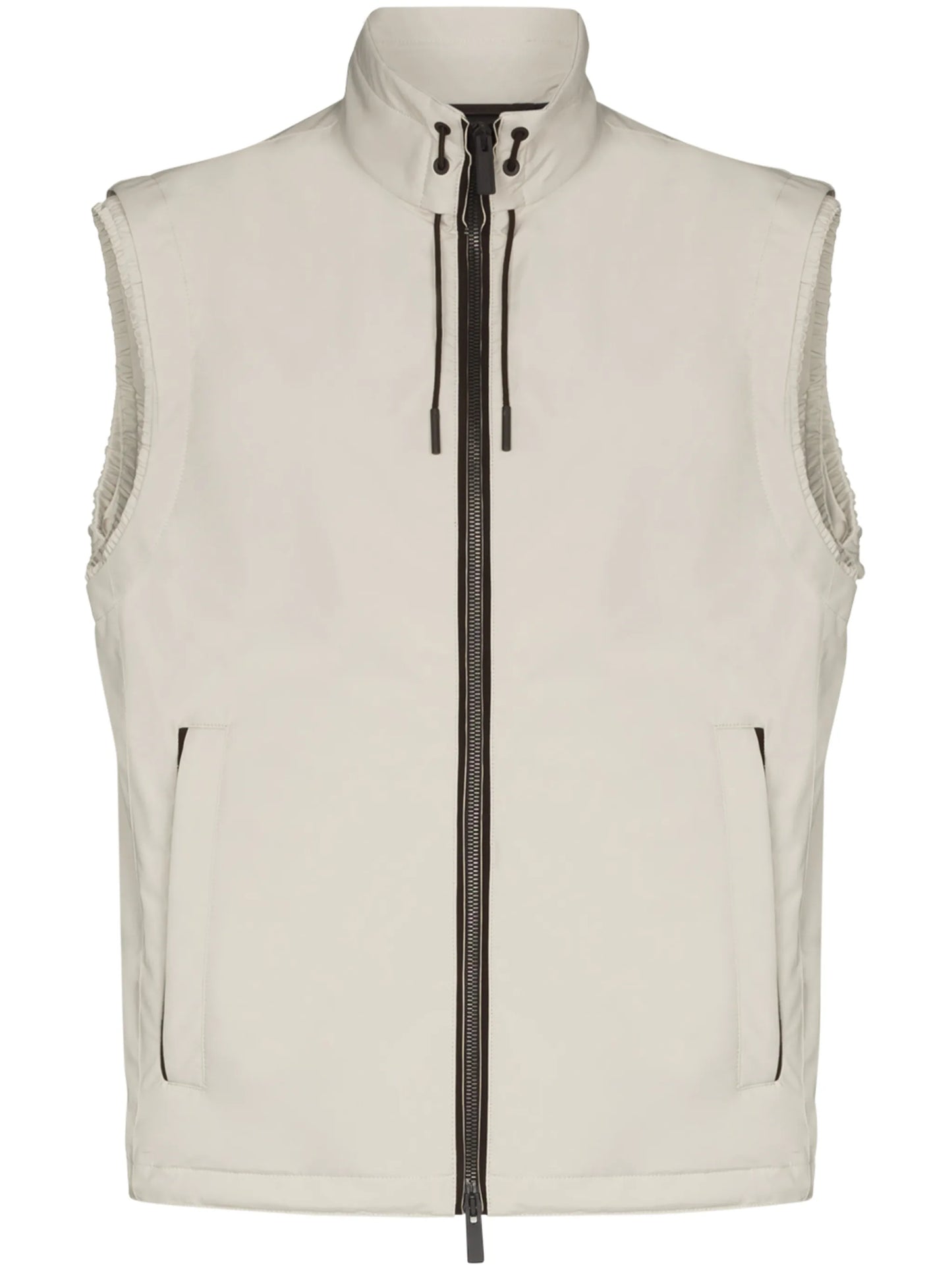 leather-trim zip-up gilet