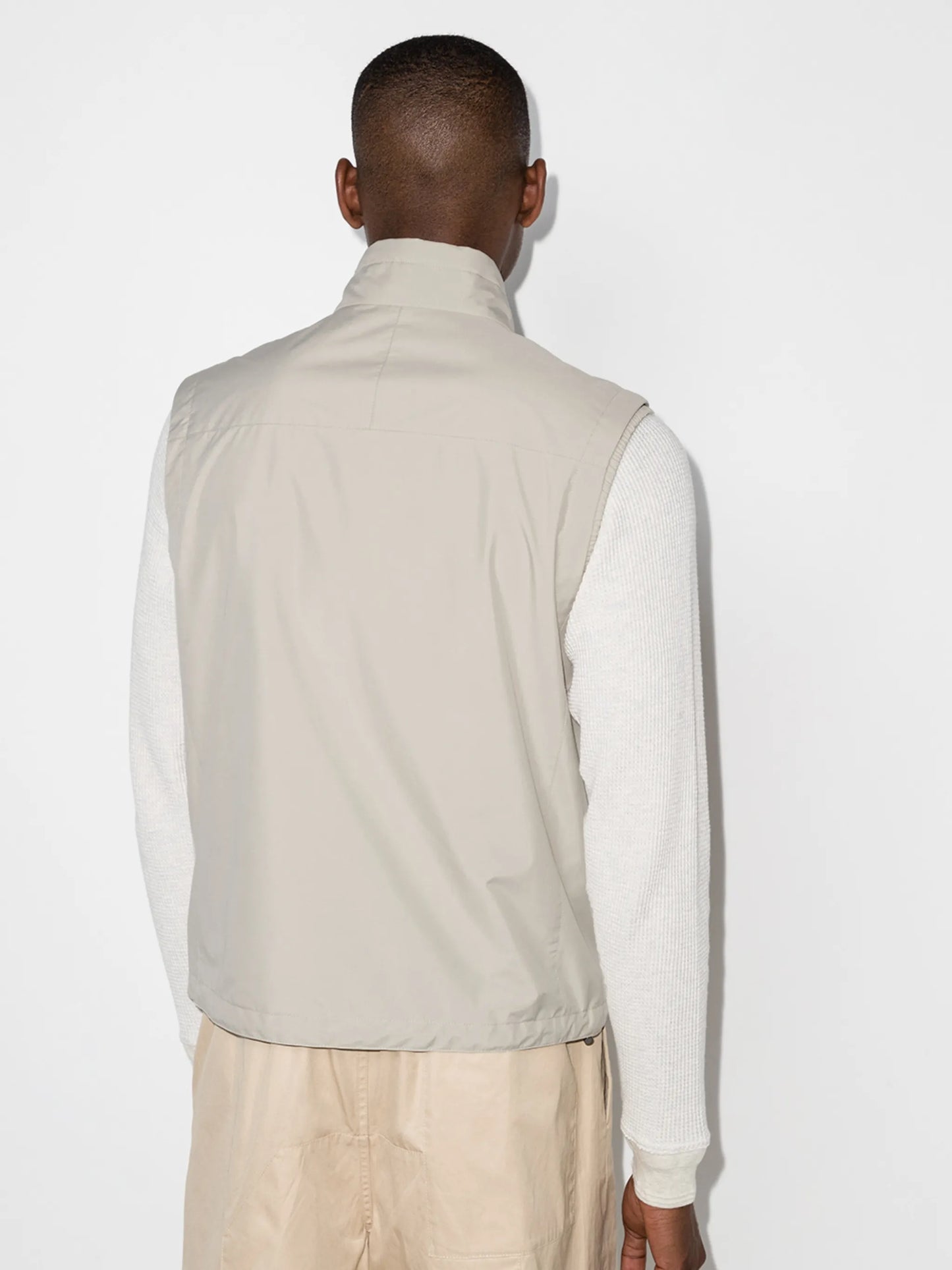 leather-trim zip-up gilet