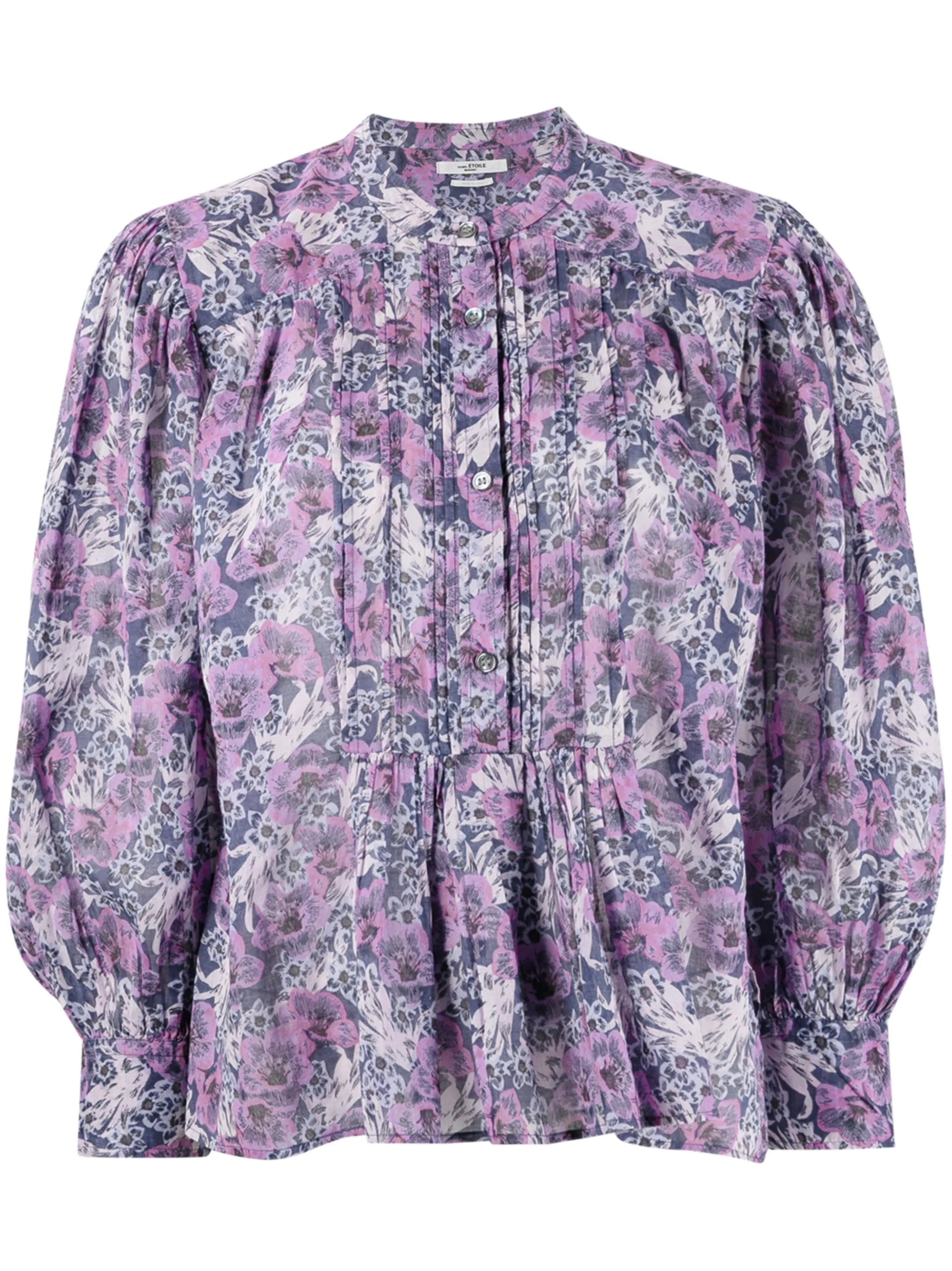 puff-sleeve cotton blouse
