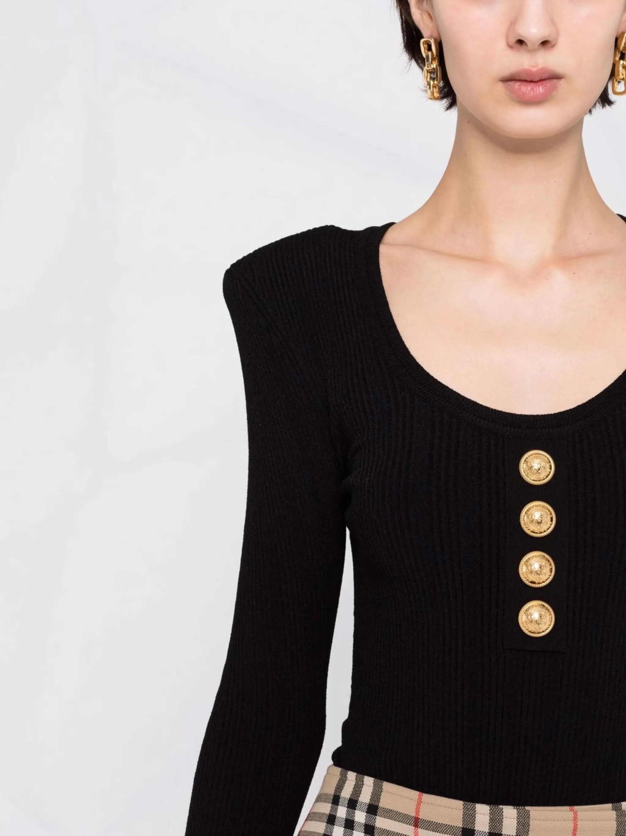 knitted long-sleeve bodysuit