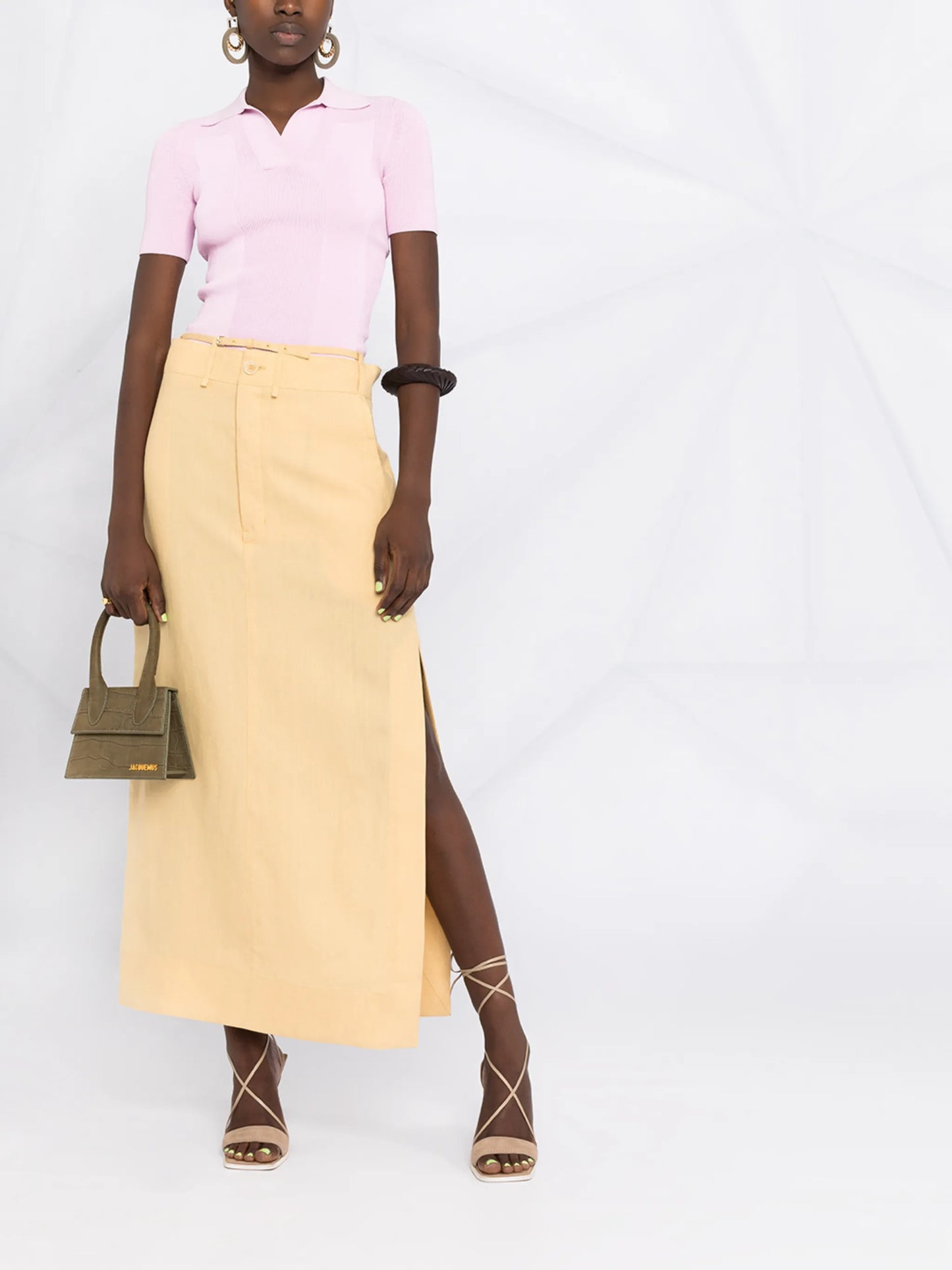 slit-detail high-waisted skirt