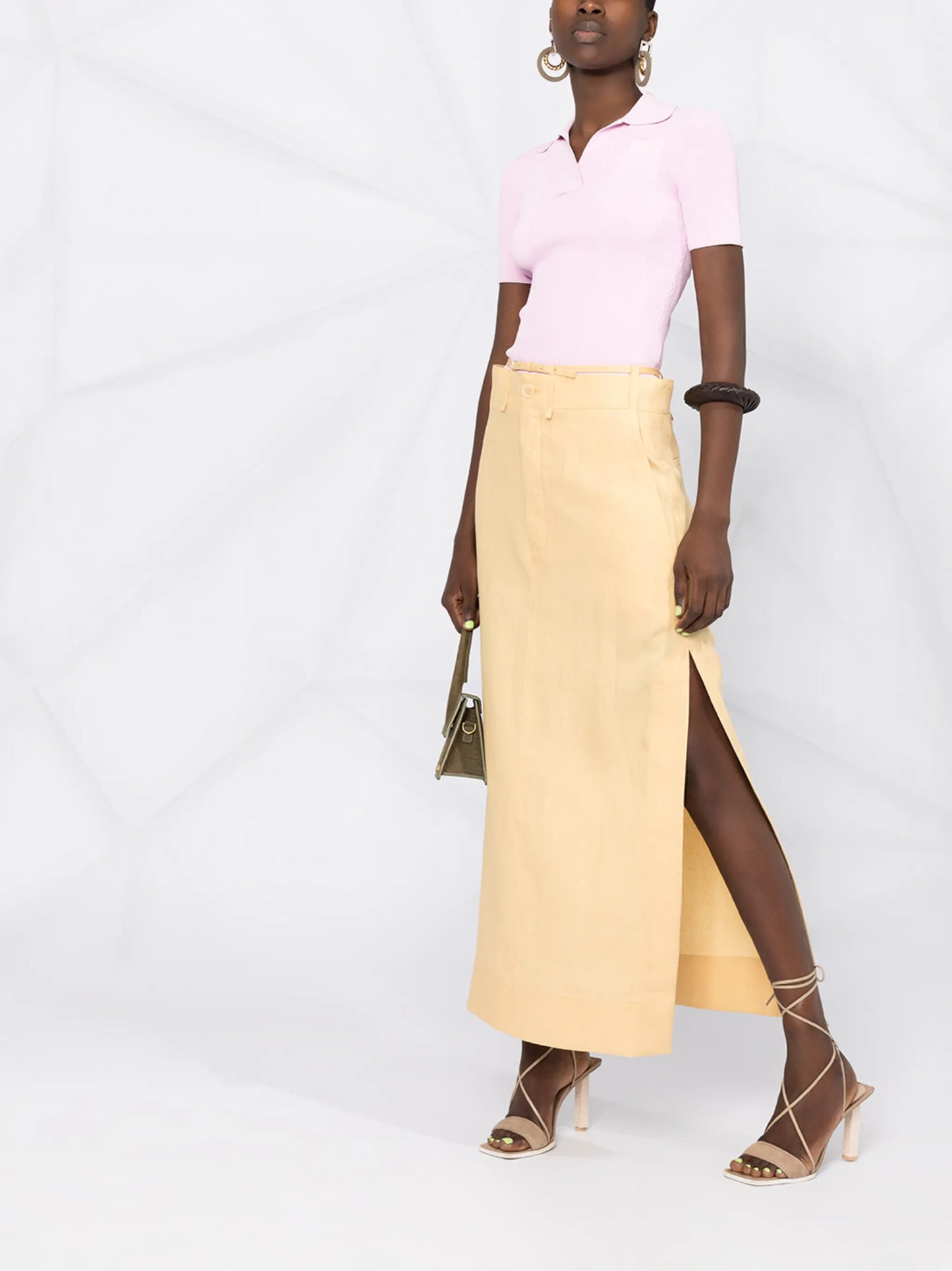 slit-detail high-waisted skirt