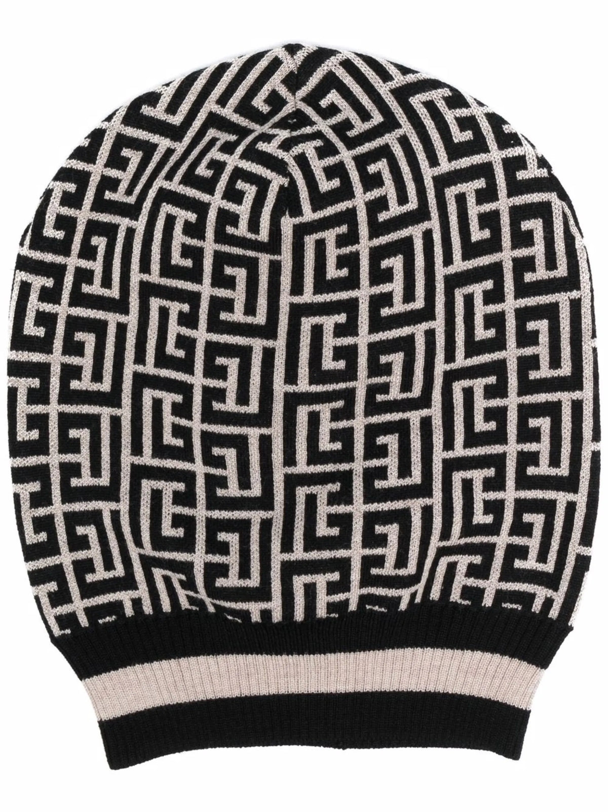 two-tone monogram intarsia-knit hat