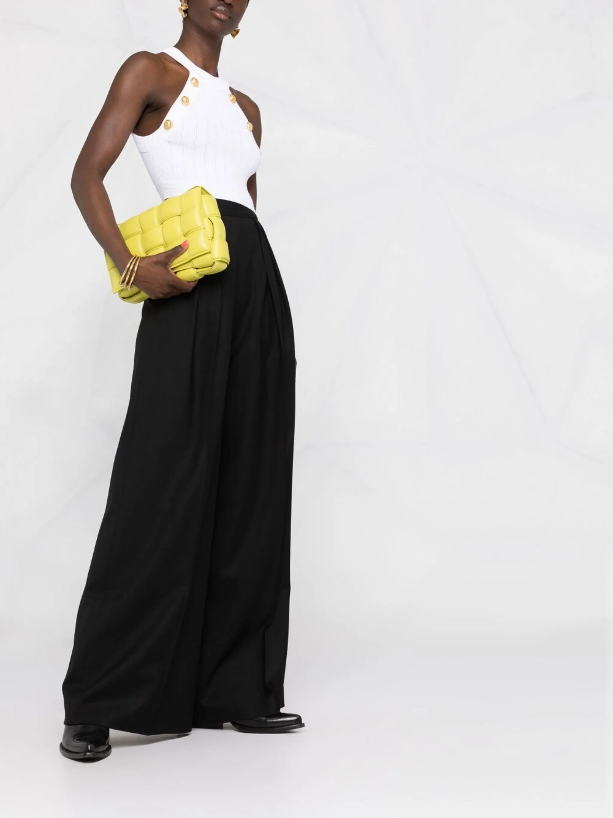 button-embellished halterneck top
