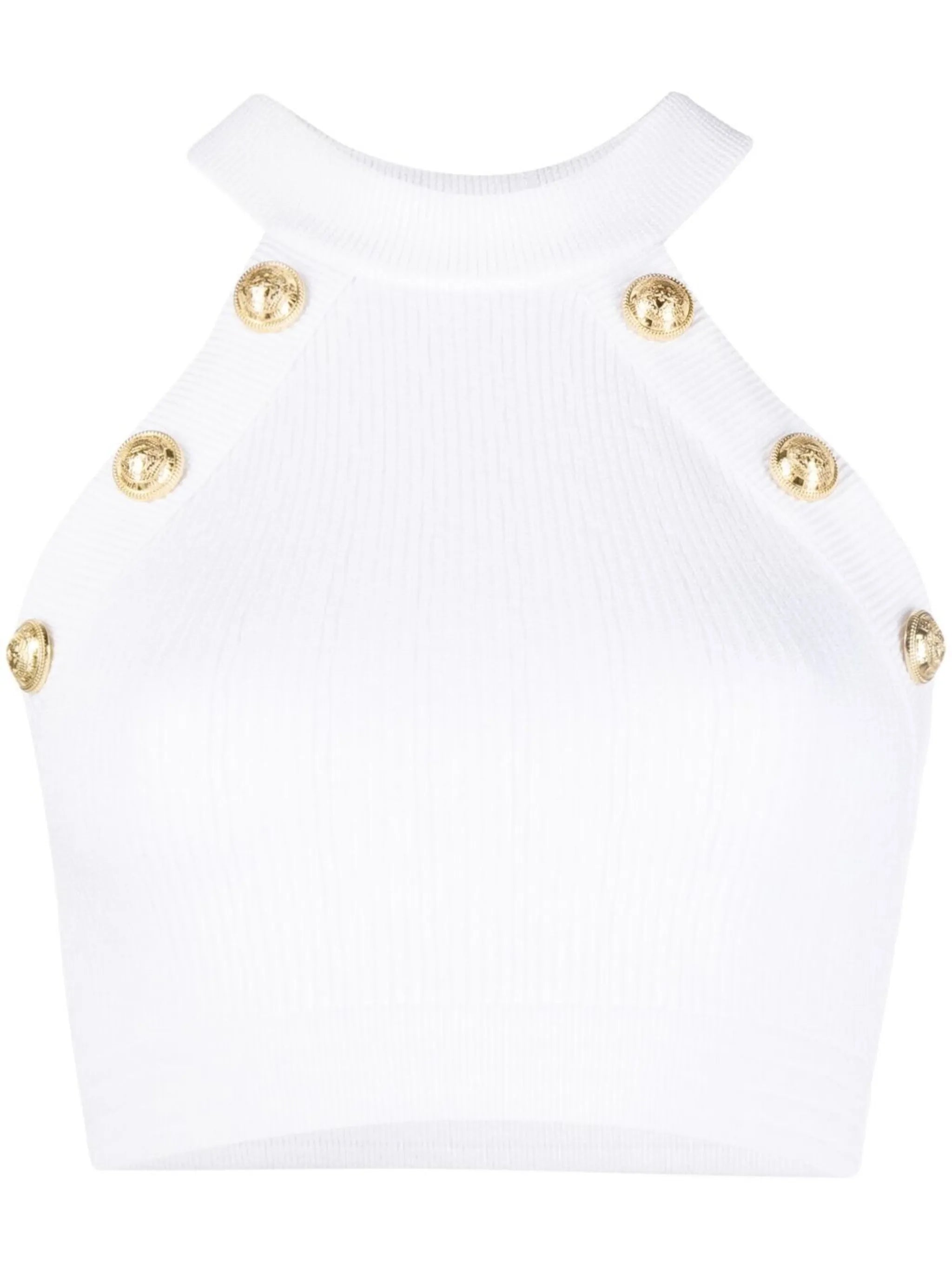 button-embellished halterneck top