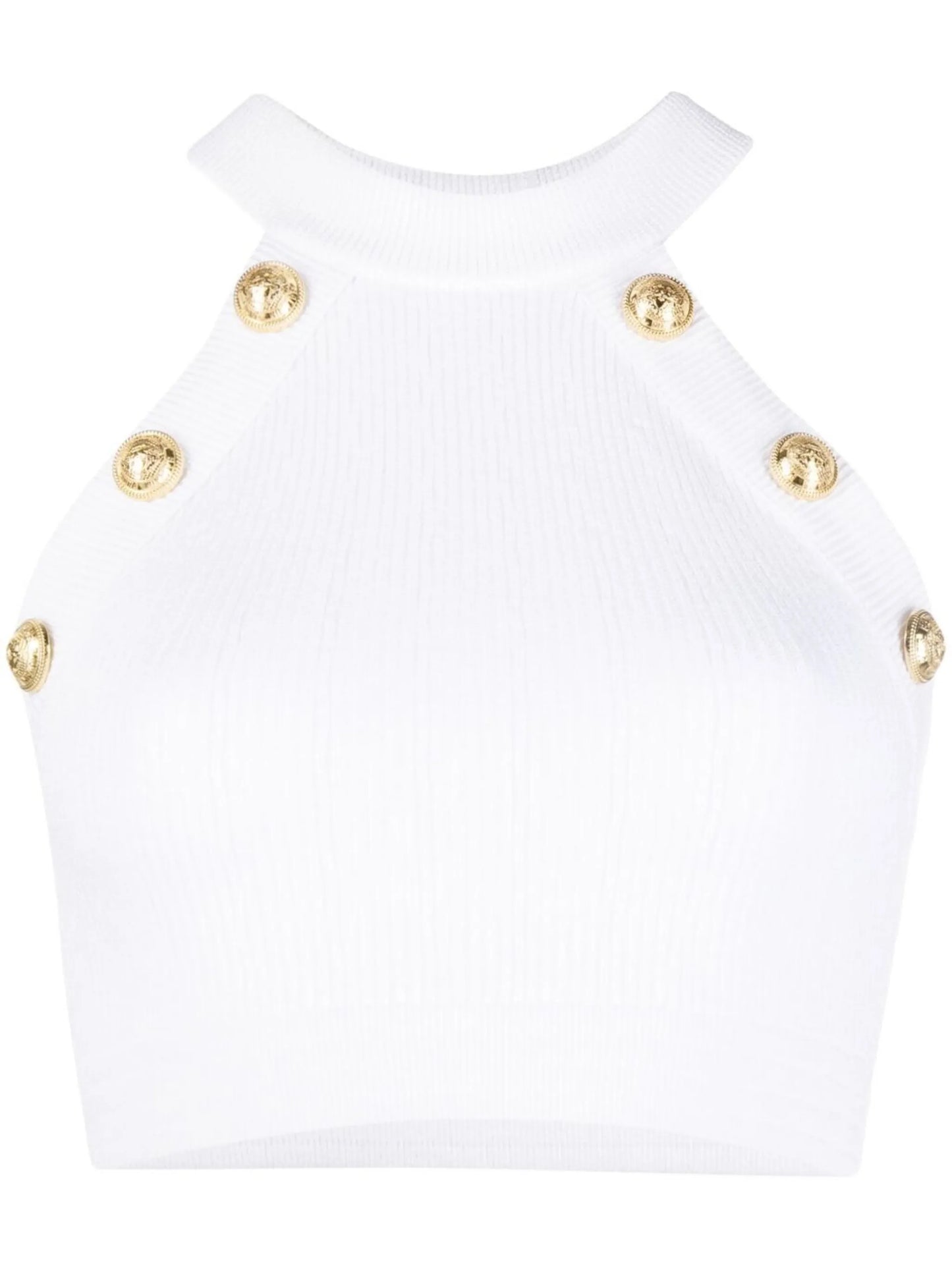button-embellished halterneck top
