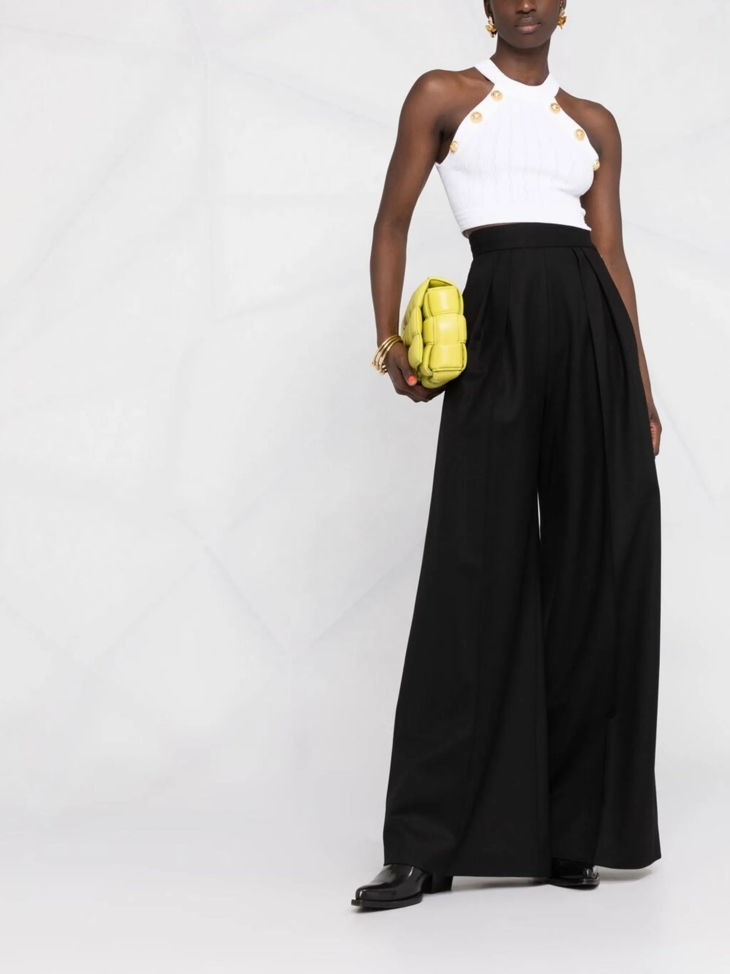 button-embellished halterneck top