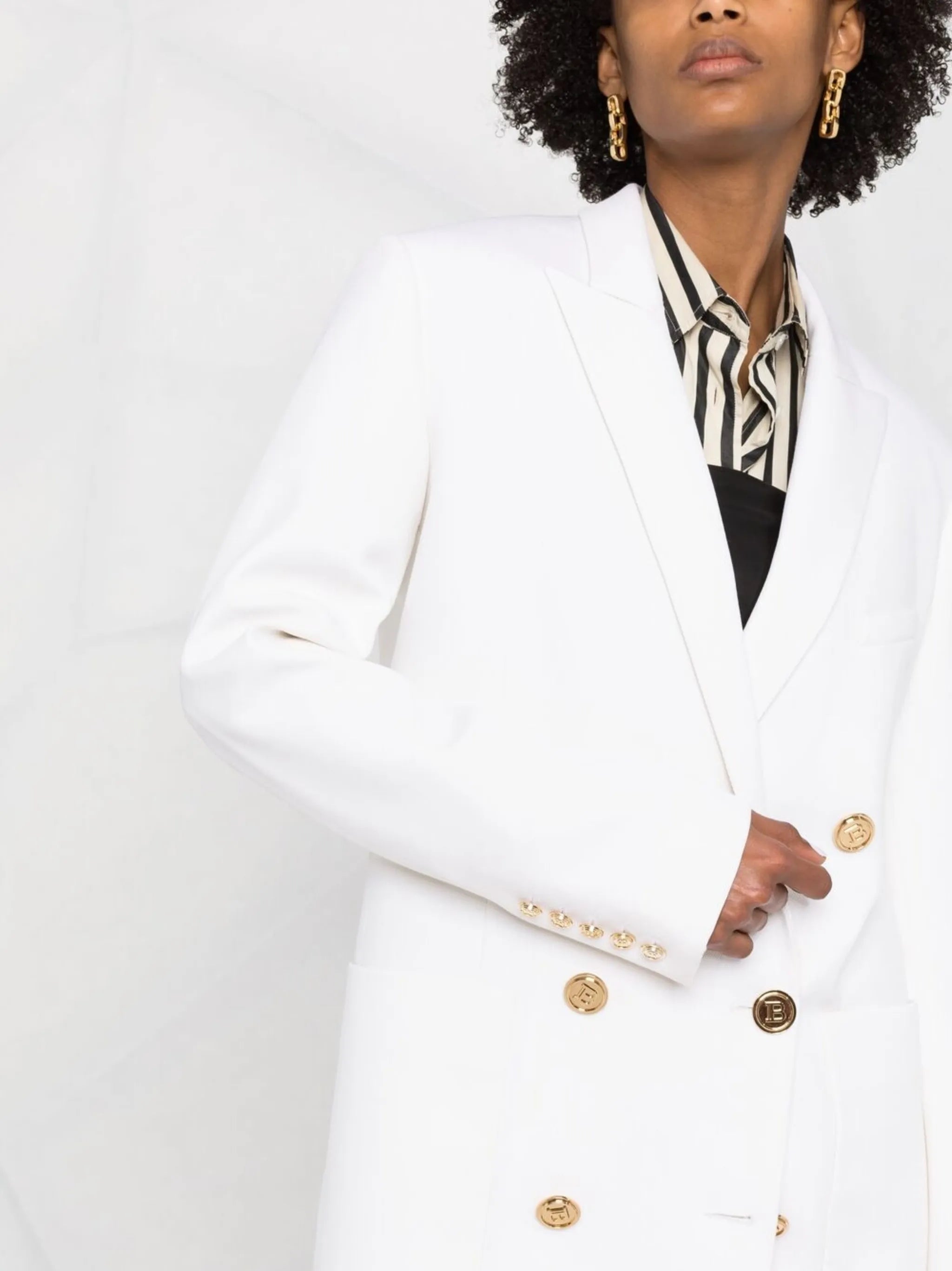 double-breasted twill blazer