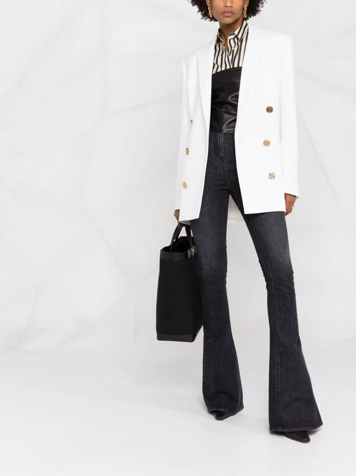 double-breasted twill blazer