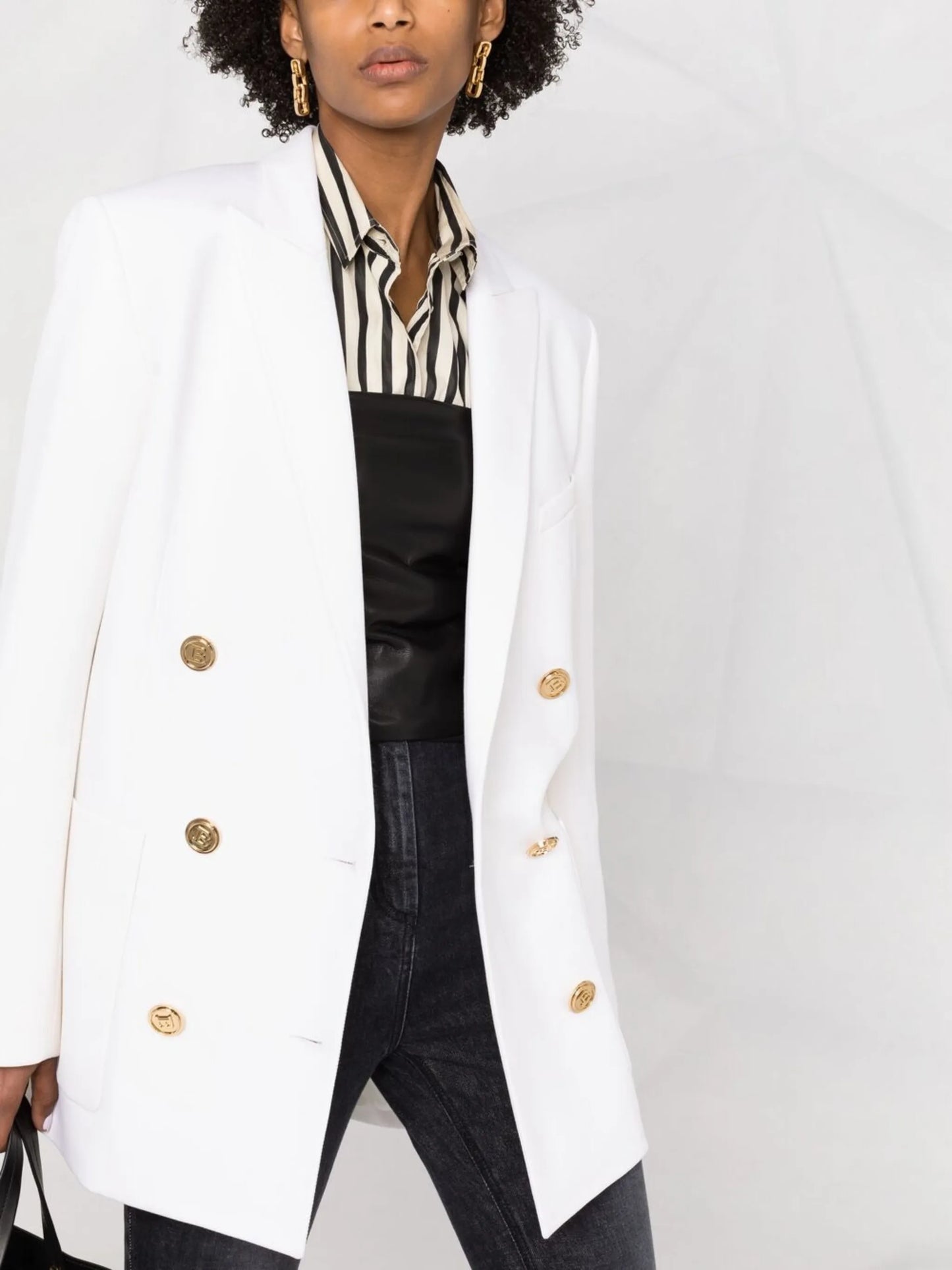 double-breasted twill blazer