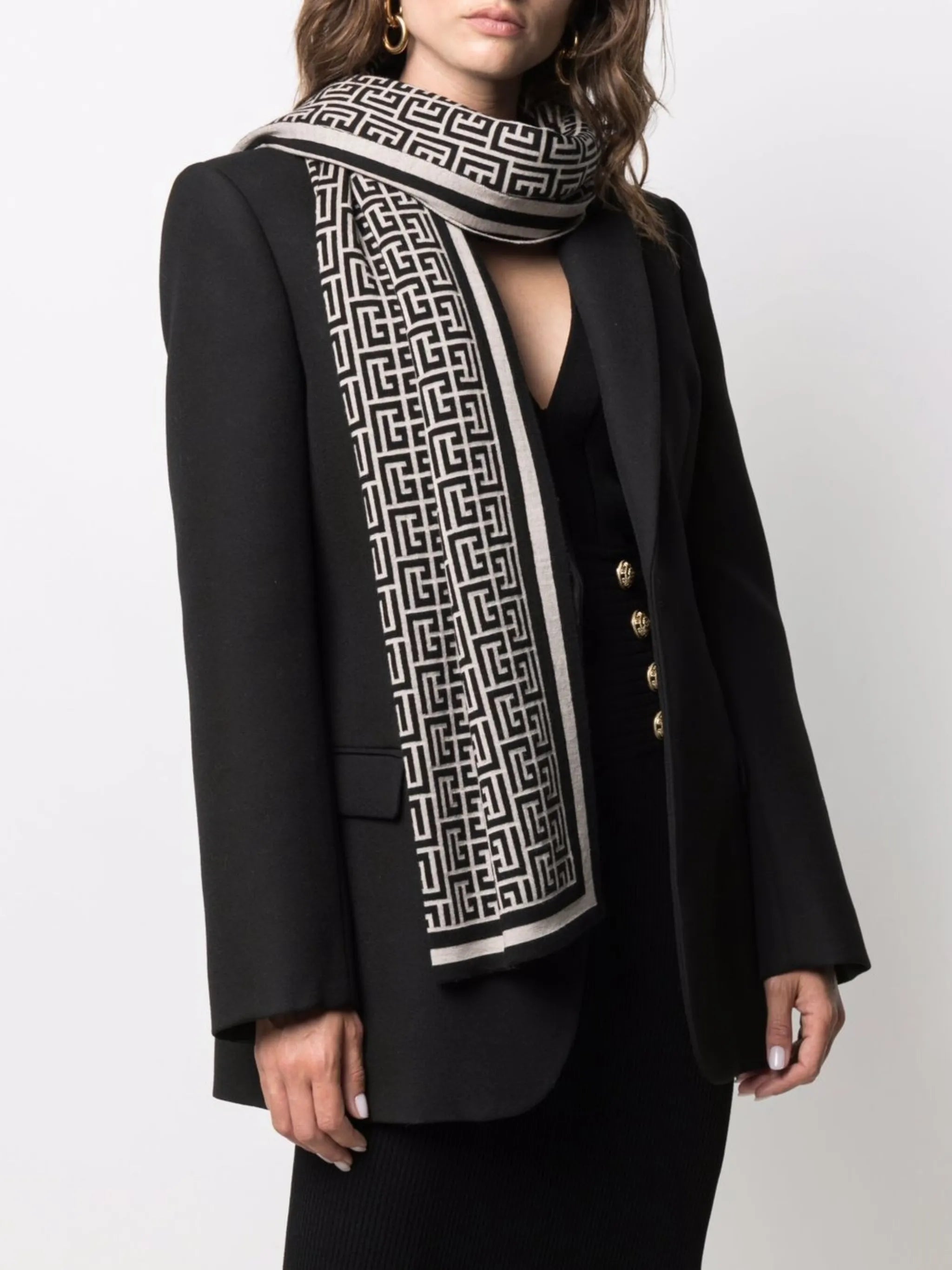 monogram pattern scarf