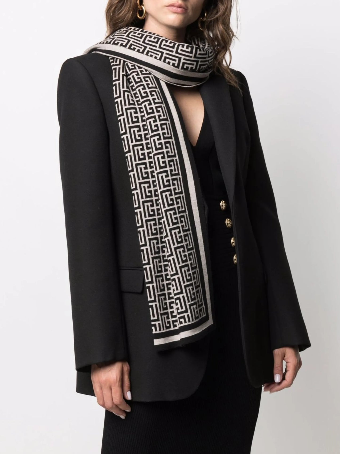 monogram pattern scarf