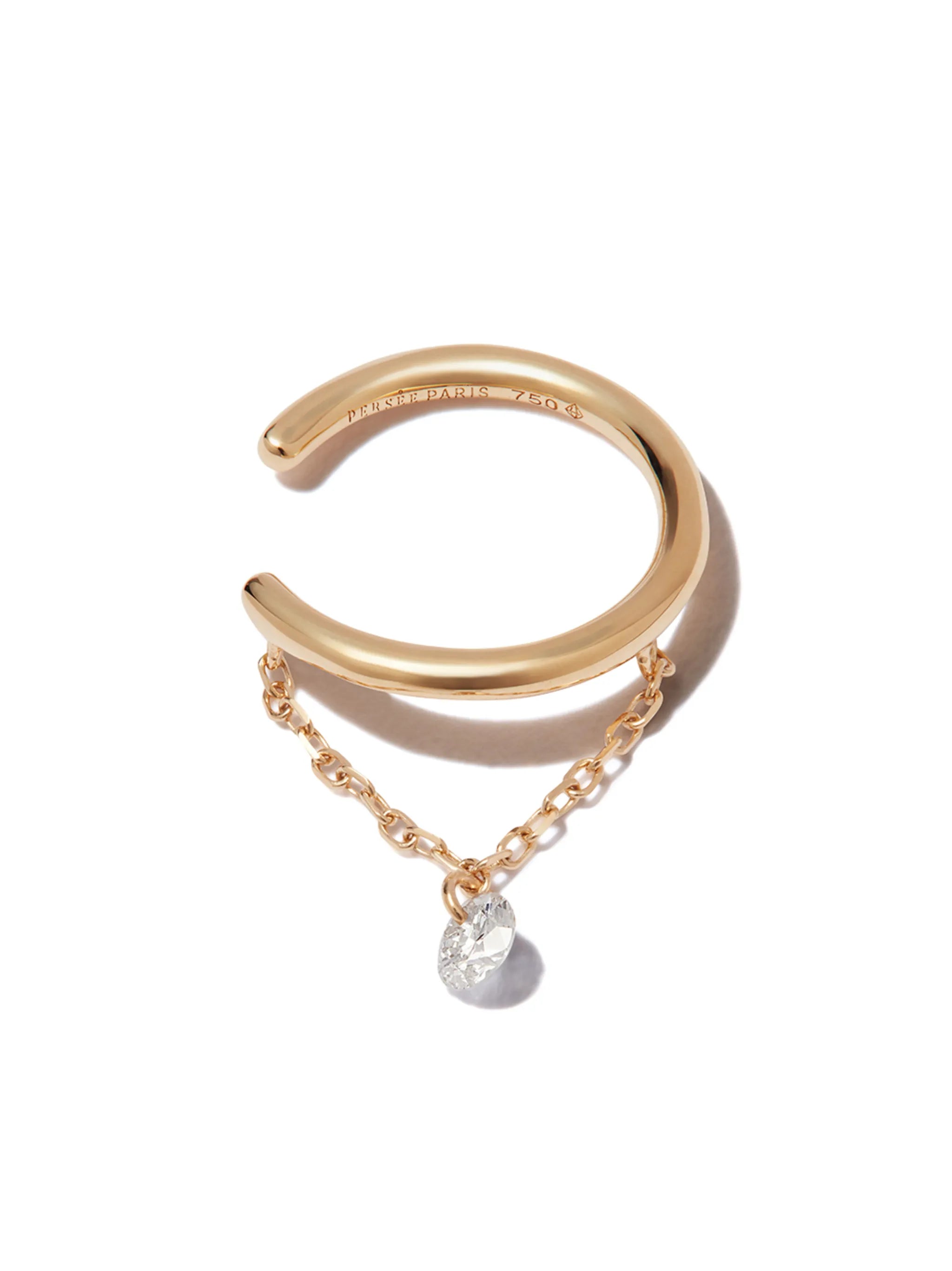 18kt yellow gold diamond chain ear cuff