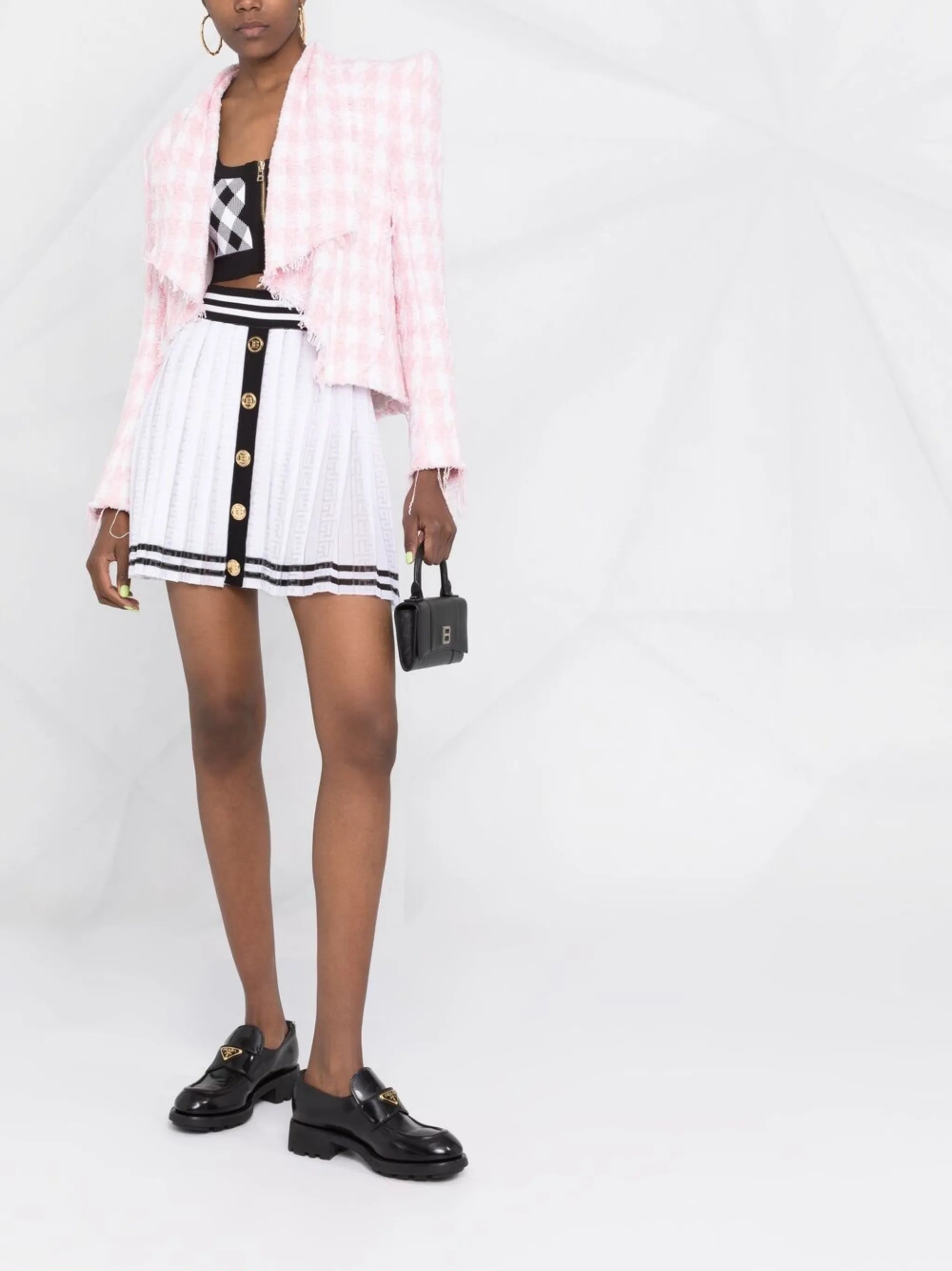 PB monogram jacquard pleated skirt