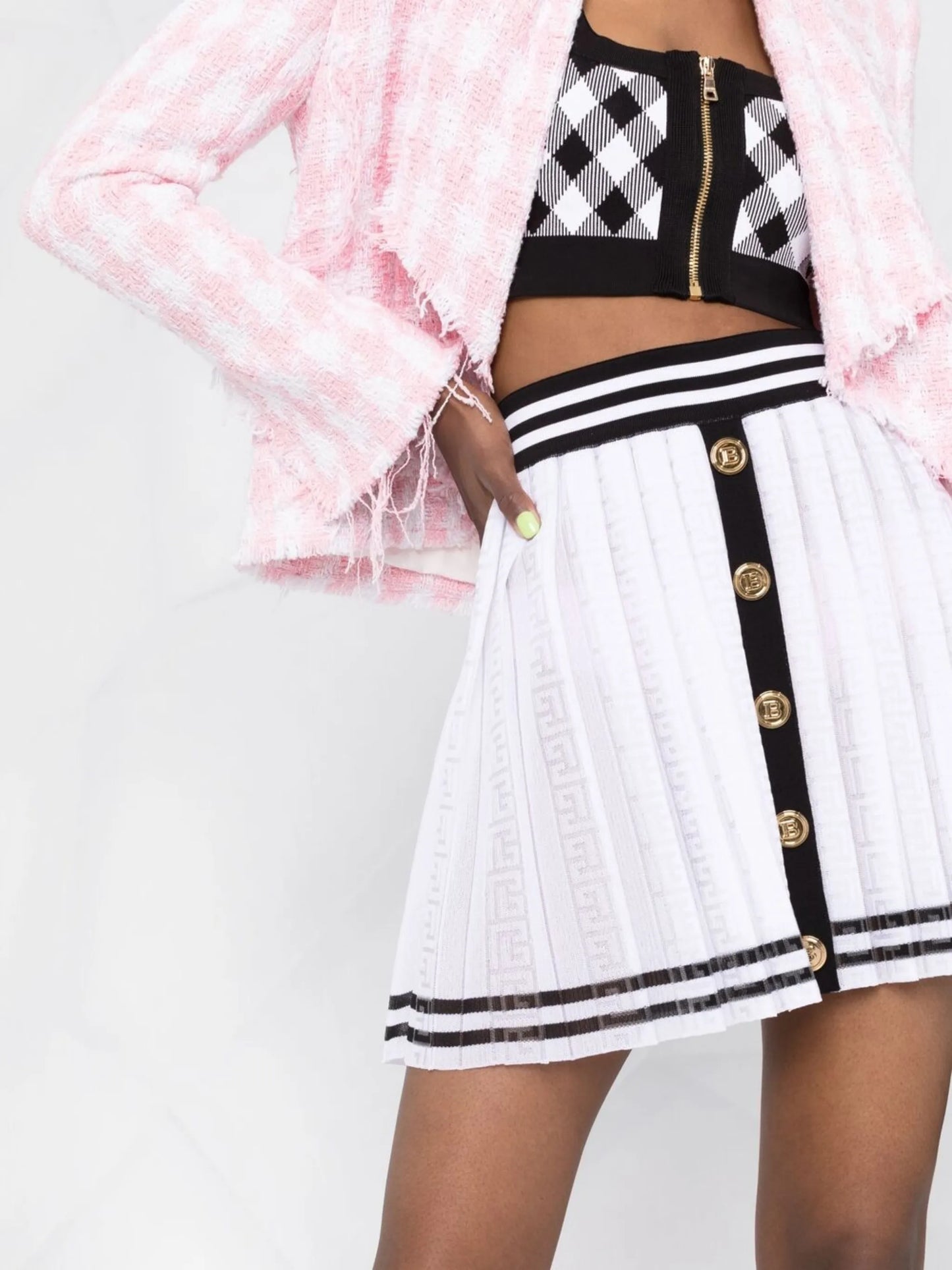 PB monogram jacquard pleated skirt
