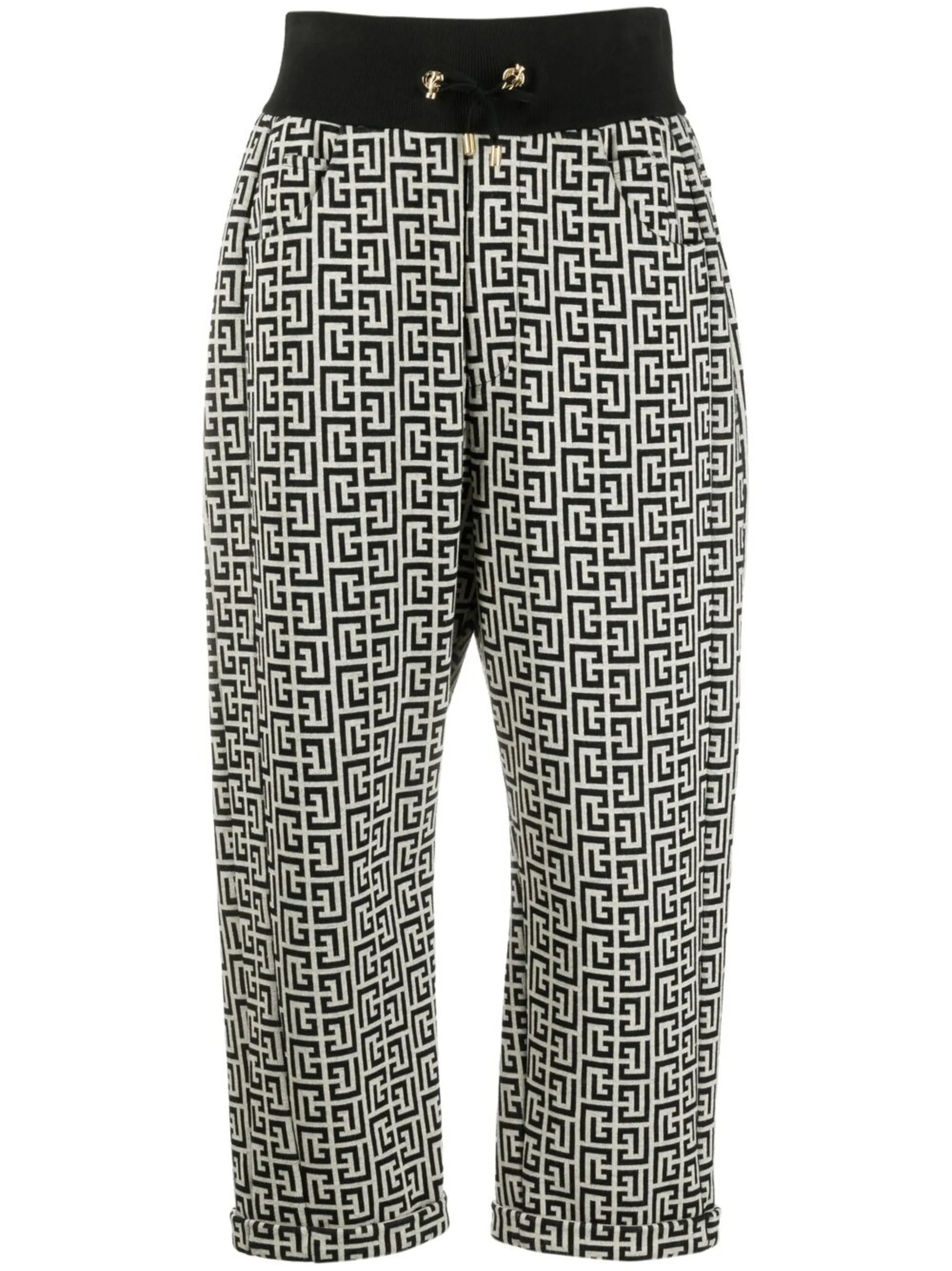 motif-print high-waisted trousers