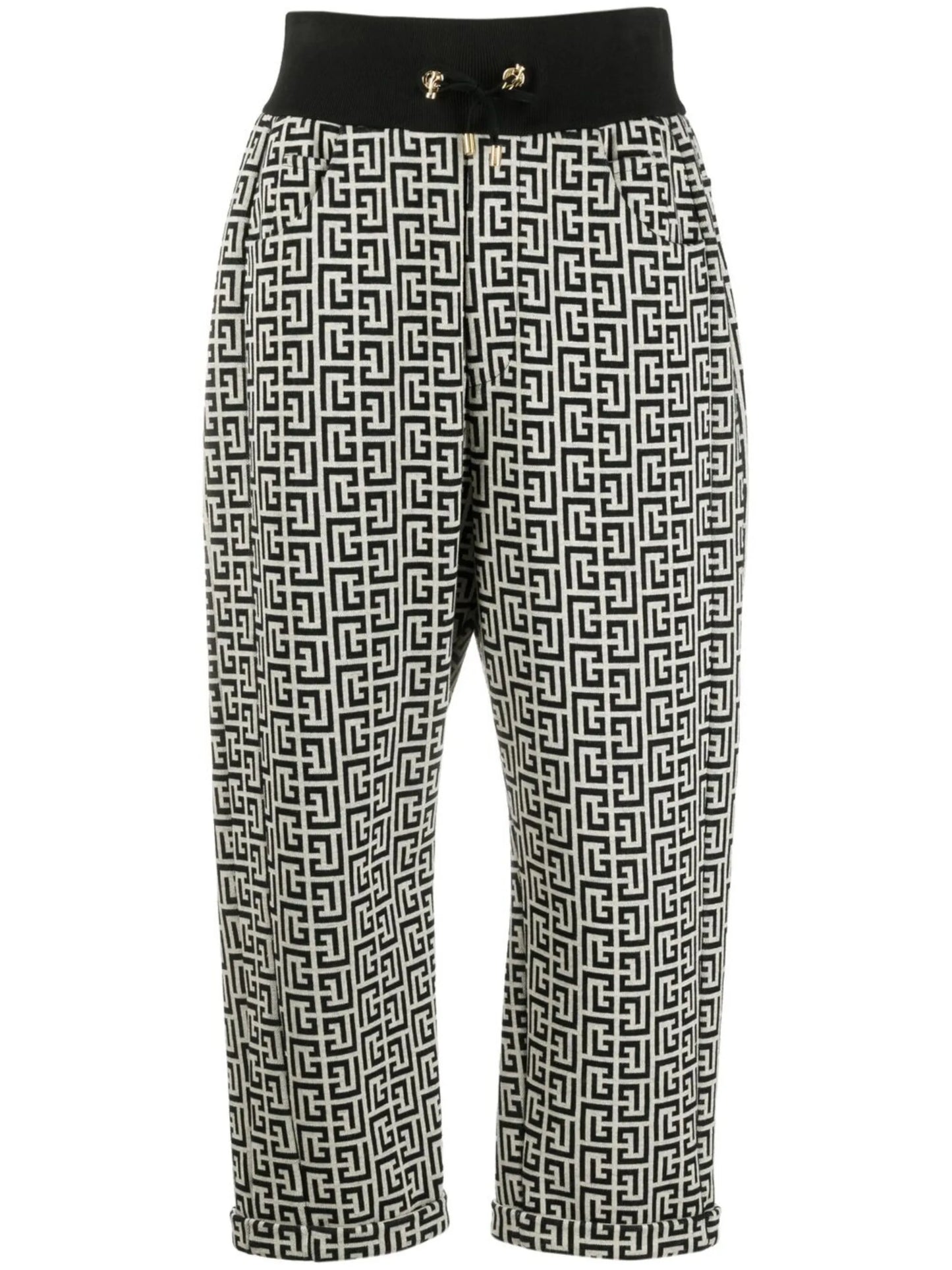 motif-print high-waisted trousers