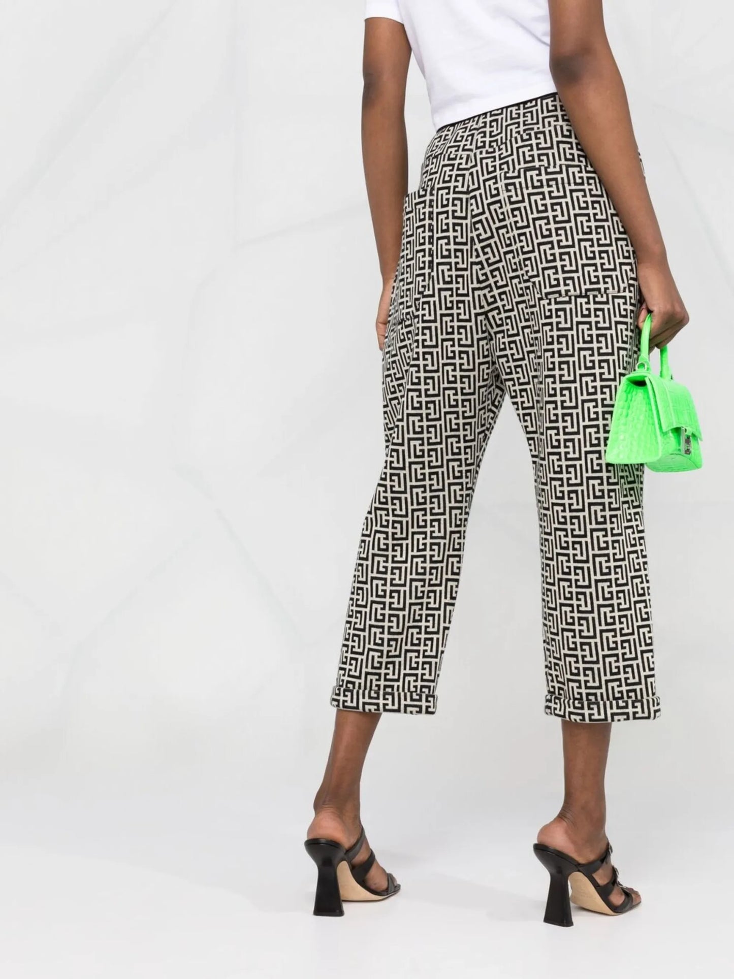 motif-print high-waisted trousers