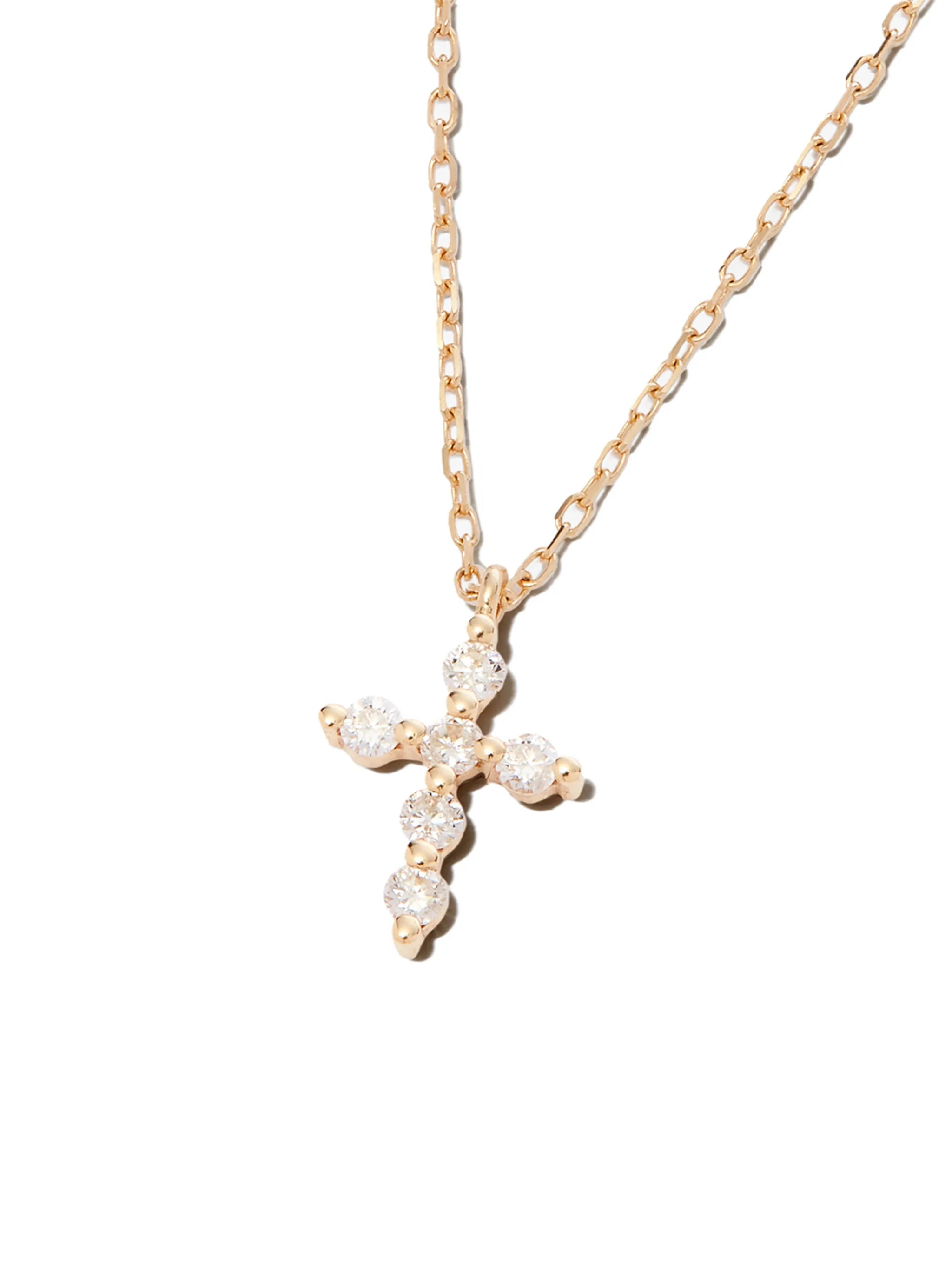 18kt yellow gold Cross diamond pendant necklace