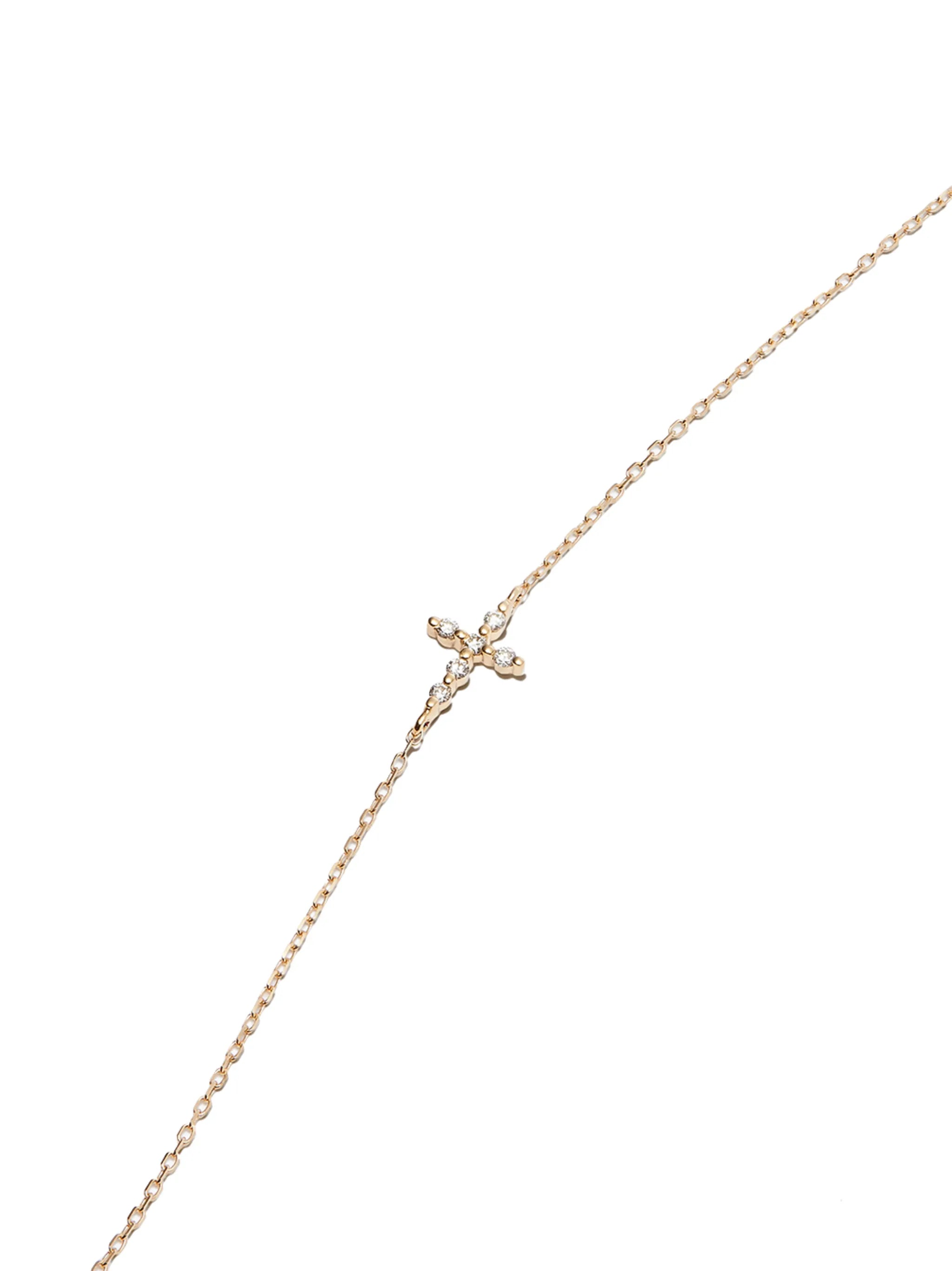 18kt yellow gold diamond cross bracelet