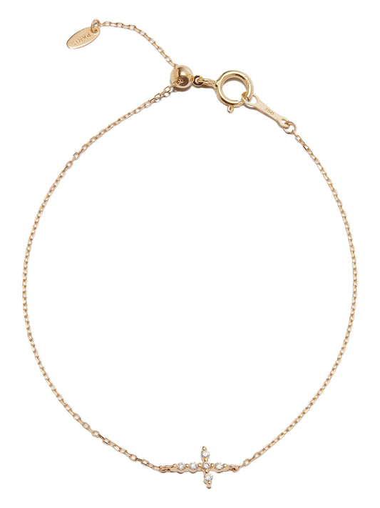 18kt yellow gold diamond cross bracelet
