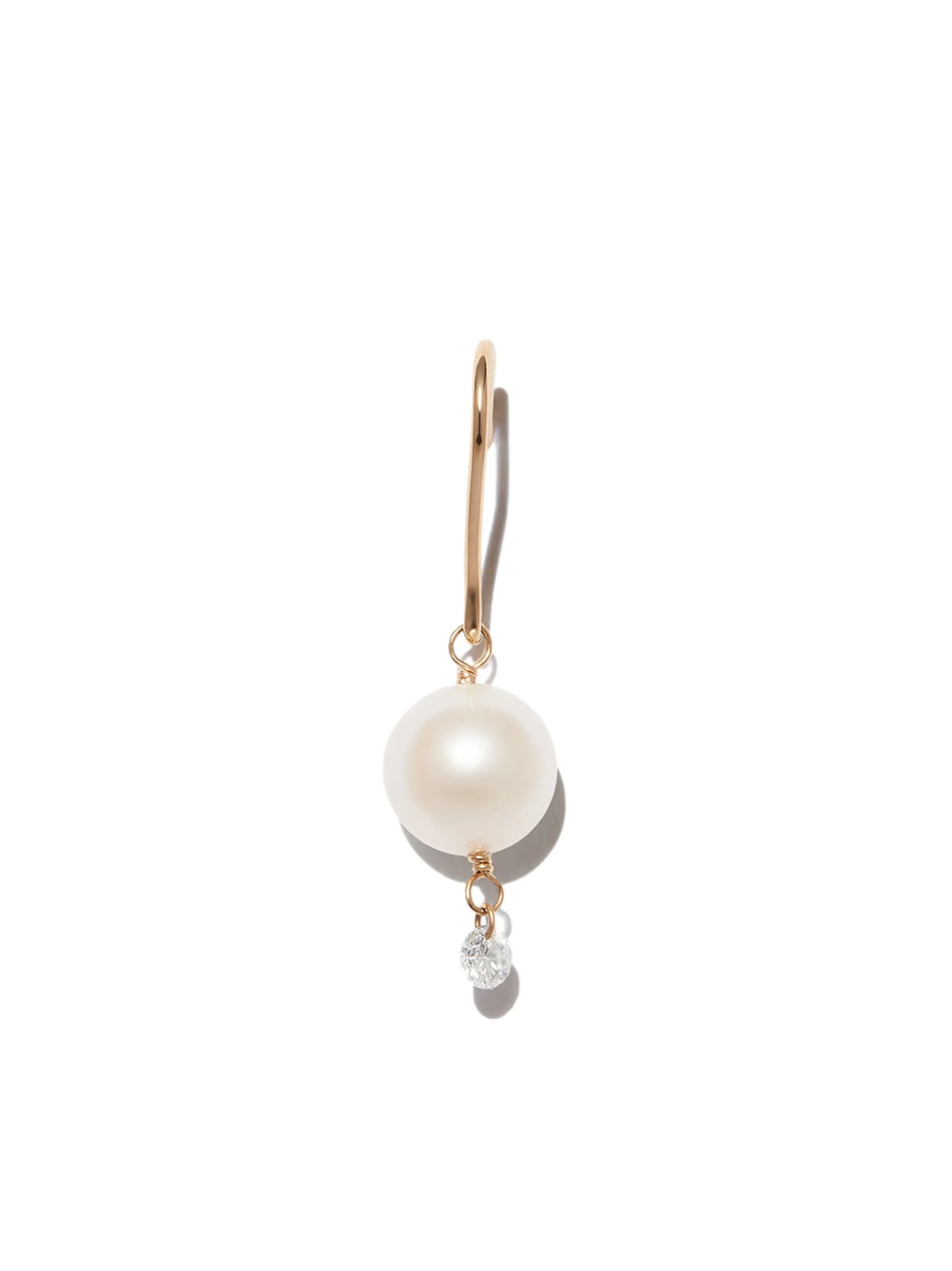 18kt yellow gold Rain Song pearl and diamond drop earring
