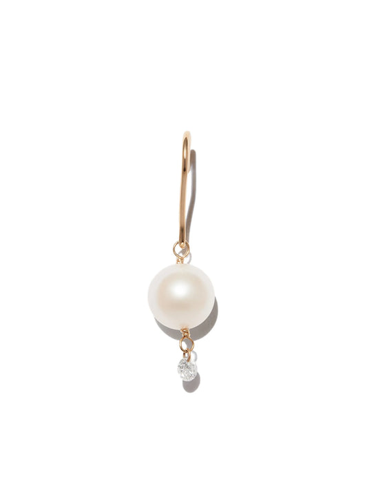 18kt yellow gold Rain Song pearl and diamond drop earring