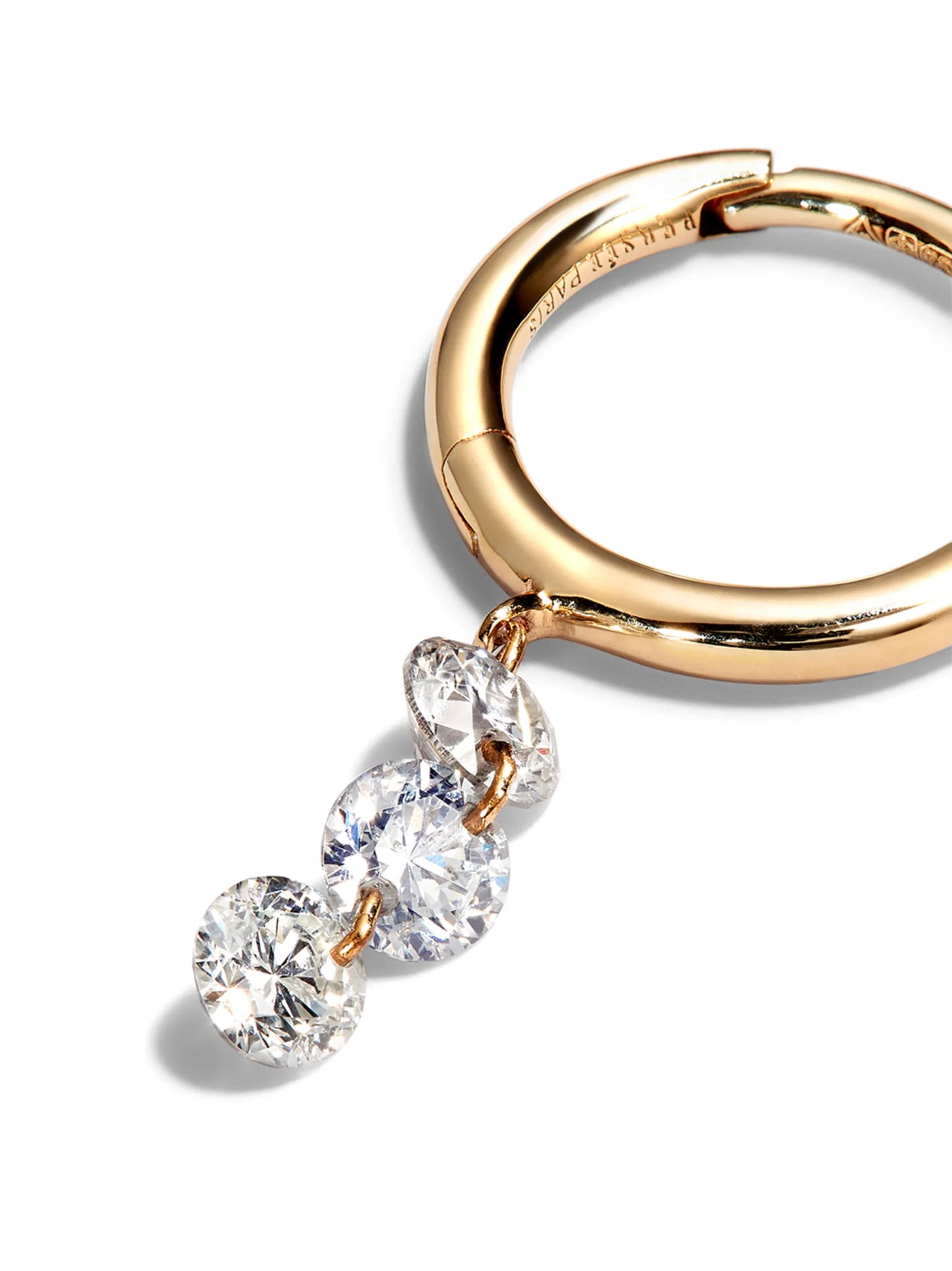 18kt yellow gold diamond hoop earring