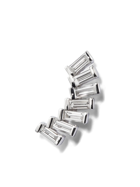 curved bar 7 baguette diamond earring