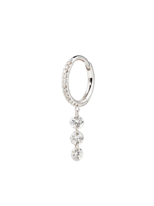 18K white gold diamond hoop earring