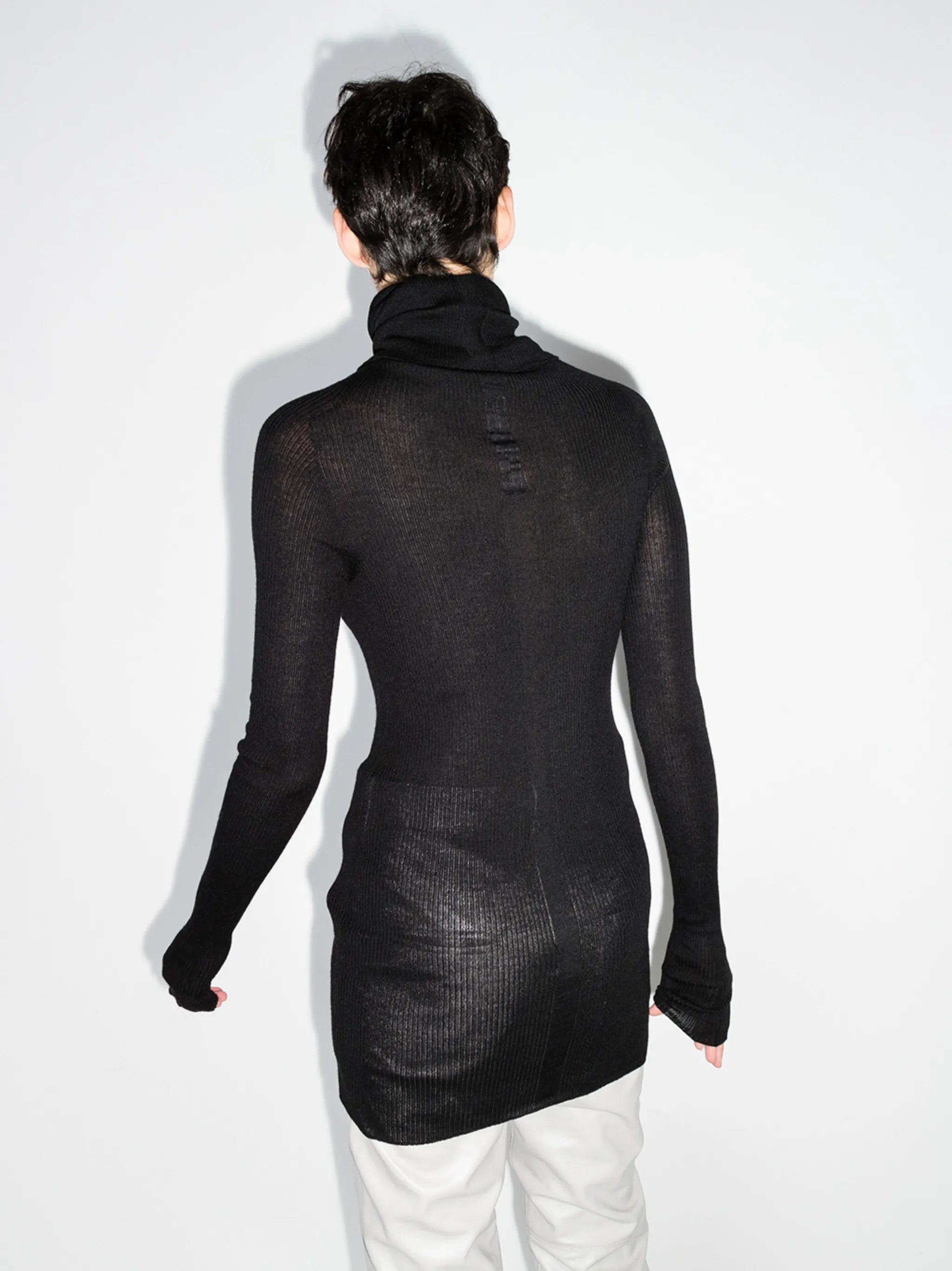 roll-neck ribbed-knit jumper