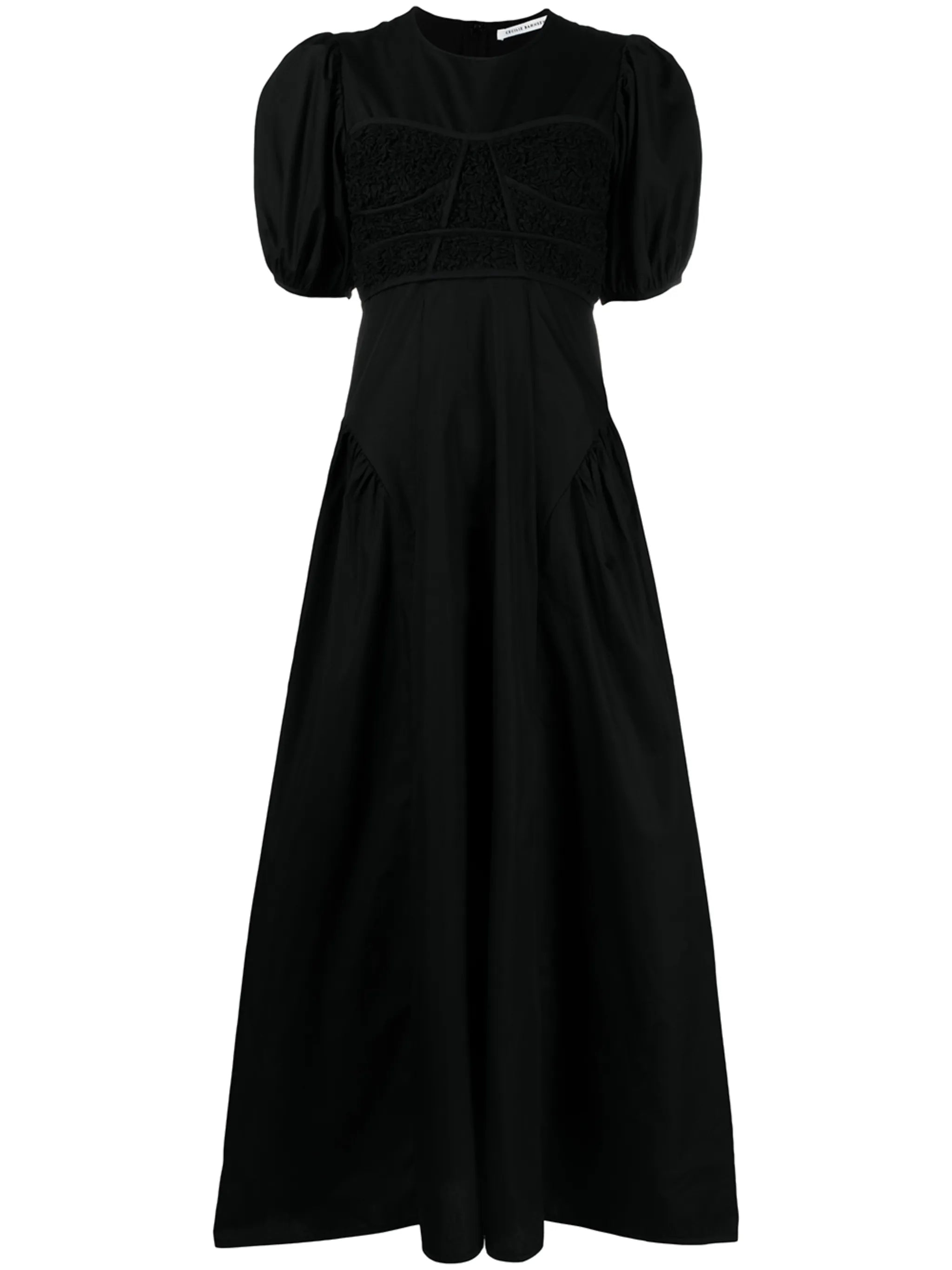 short-sleeve flared midi dress