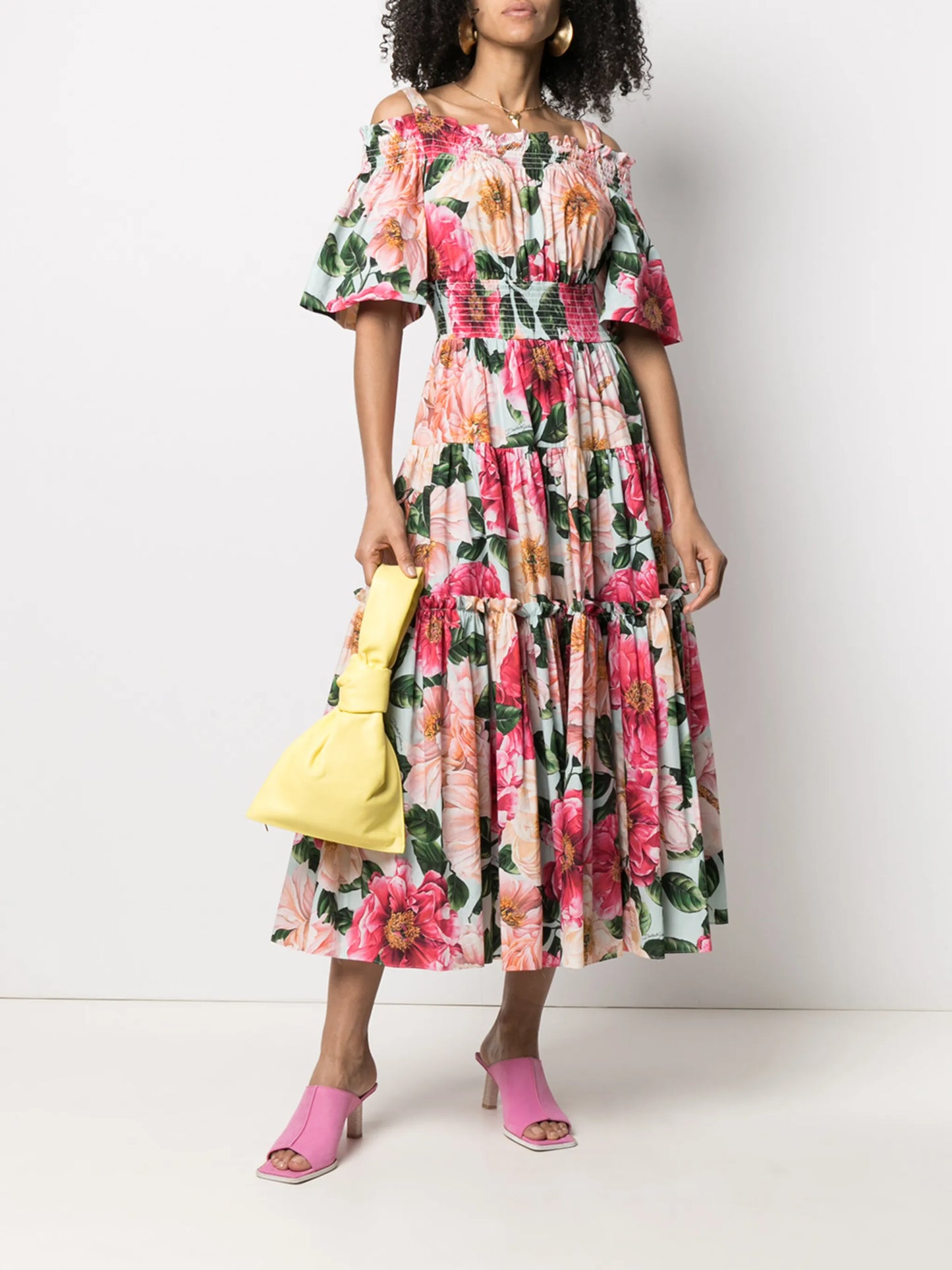 floral-print tiered-design dress