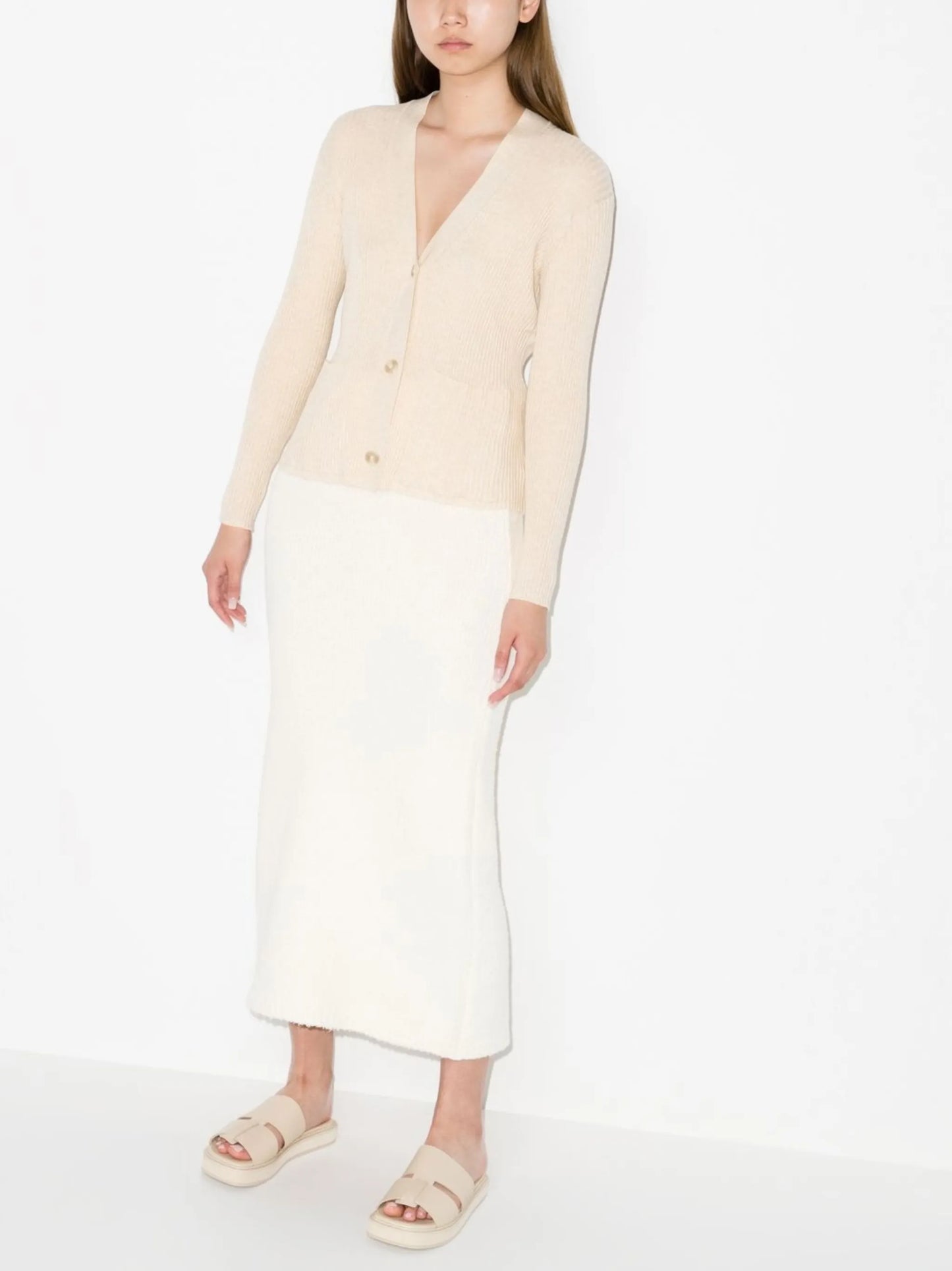 ribbed V-neck cardigan