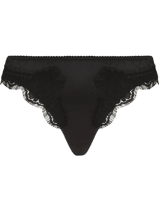 lace-trim satin thong