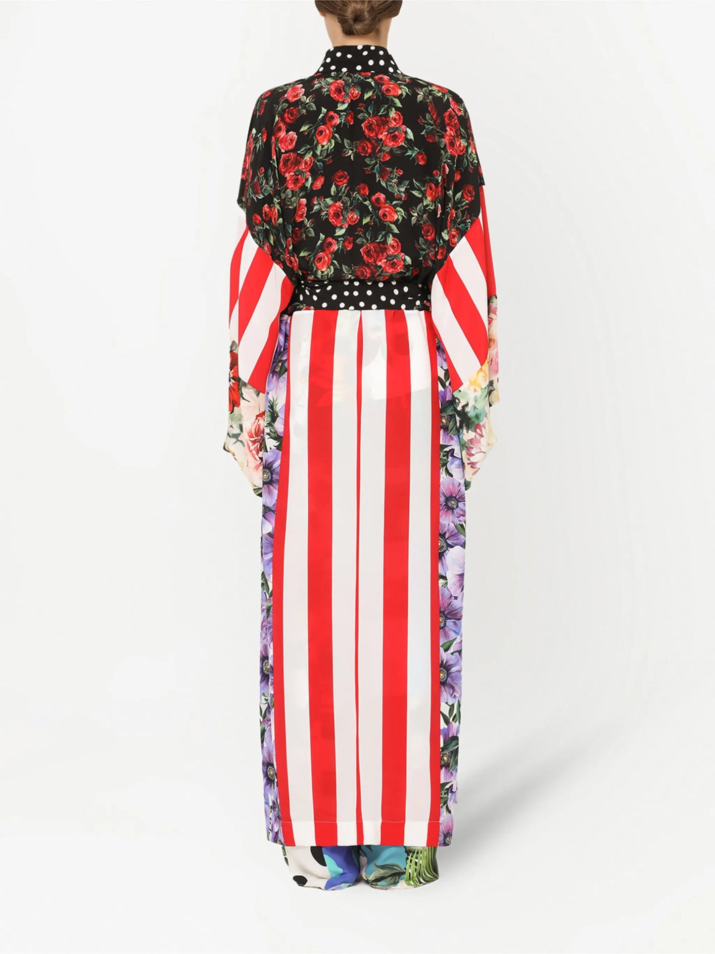 long mixed-print silk coat