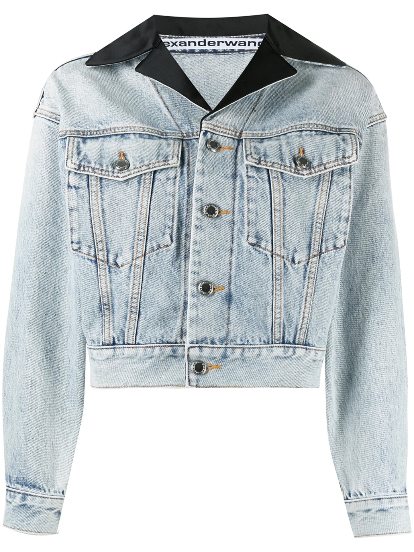 peak-lapels cropped denim jacket