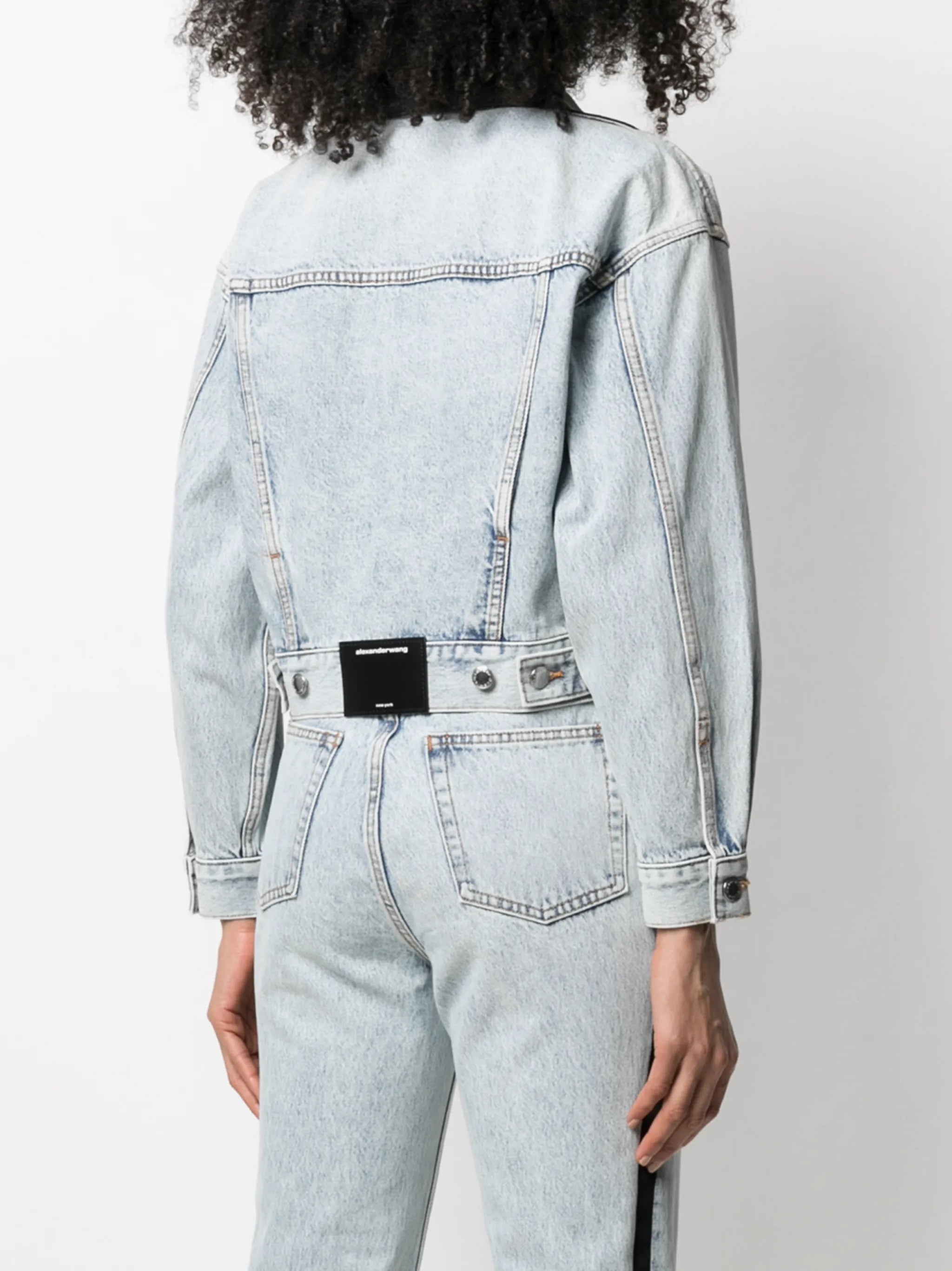 peak-lapels cropped denim jacket