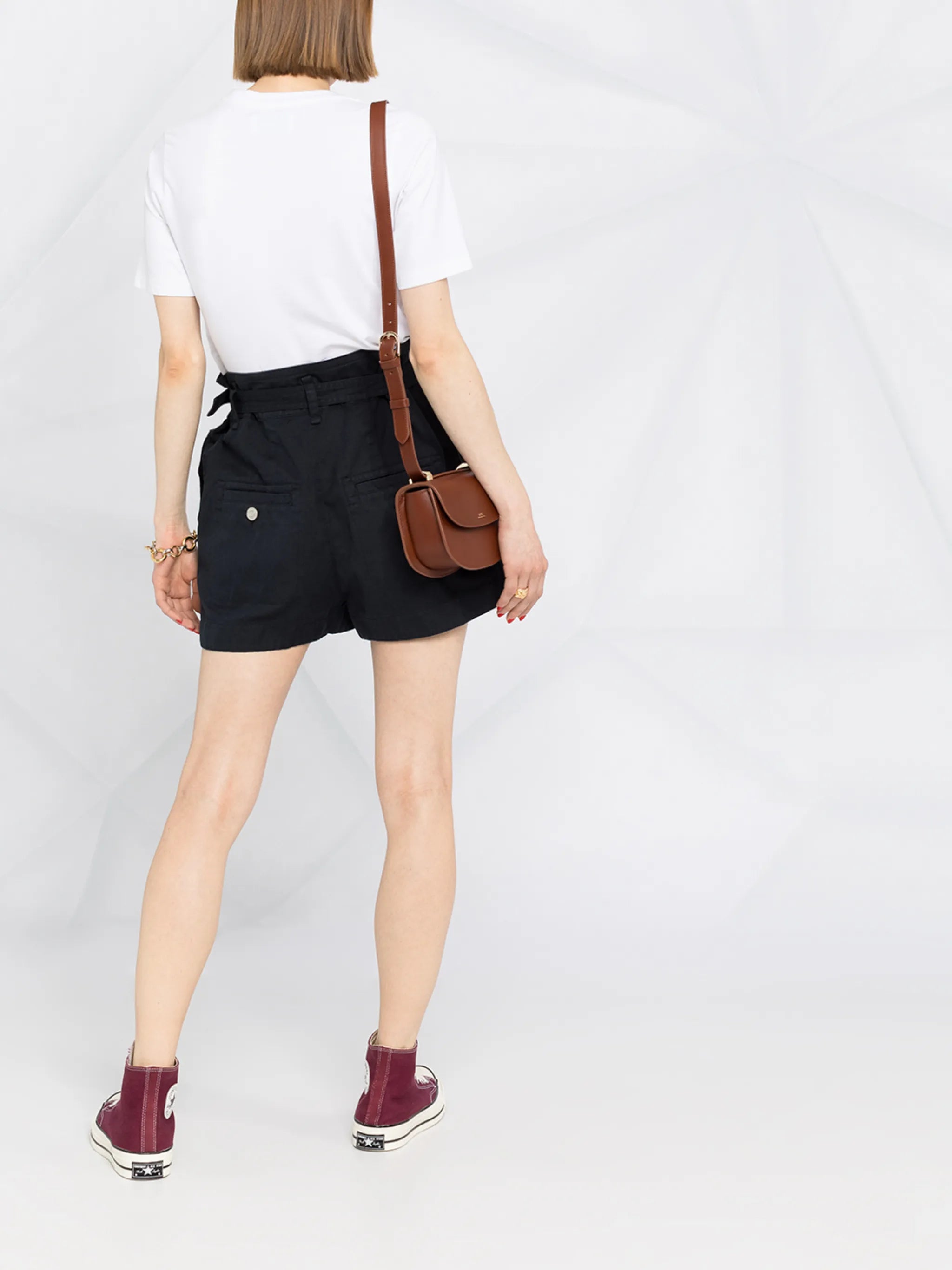 Parana high-waist belted shorts