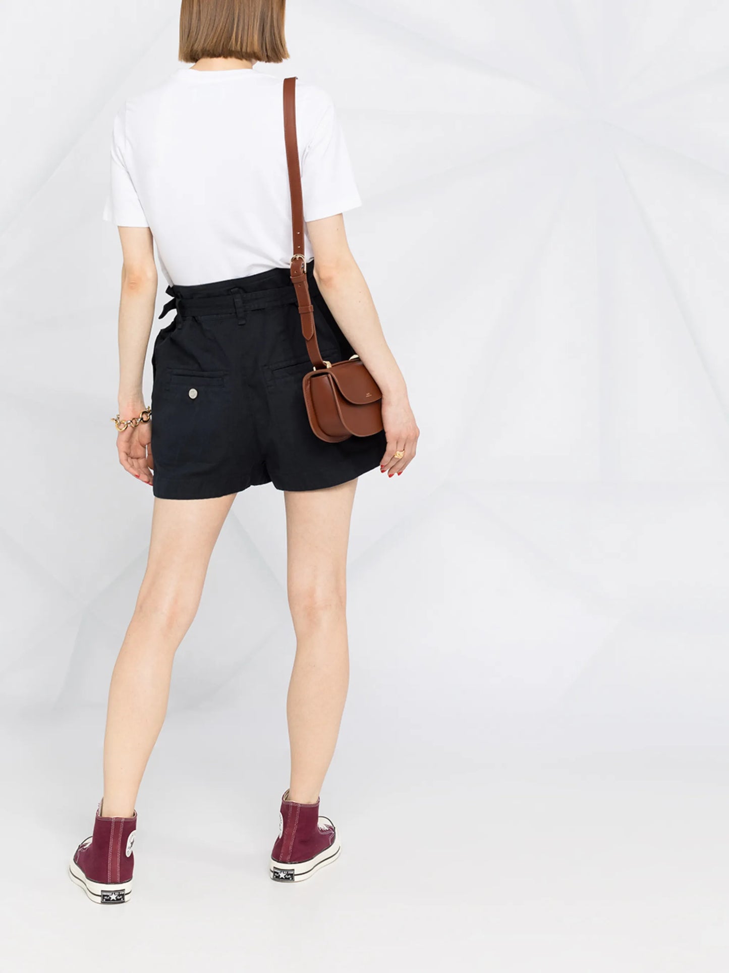 Parana high-waist belted shorts