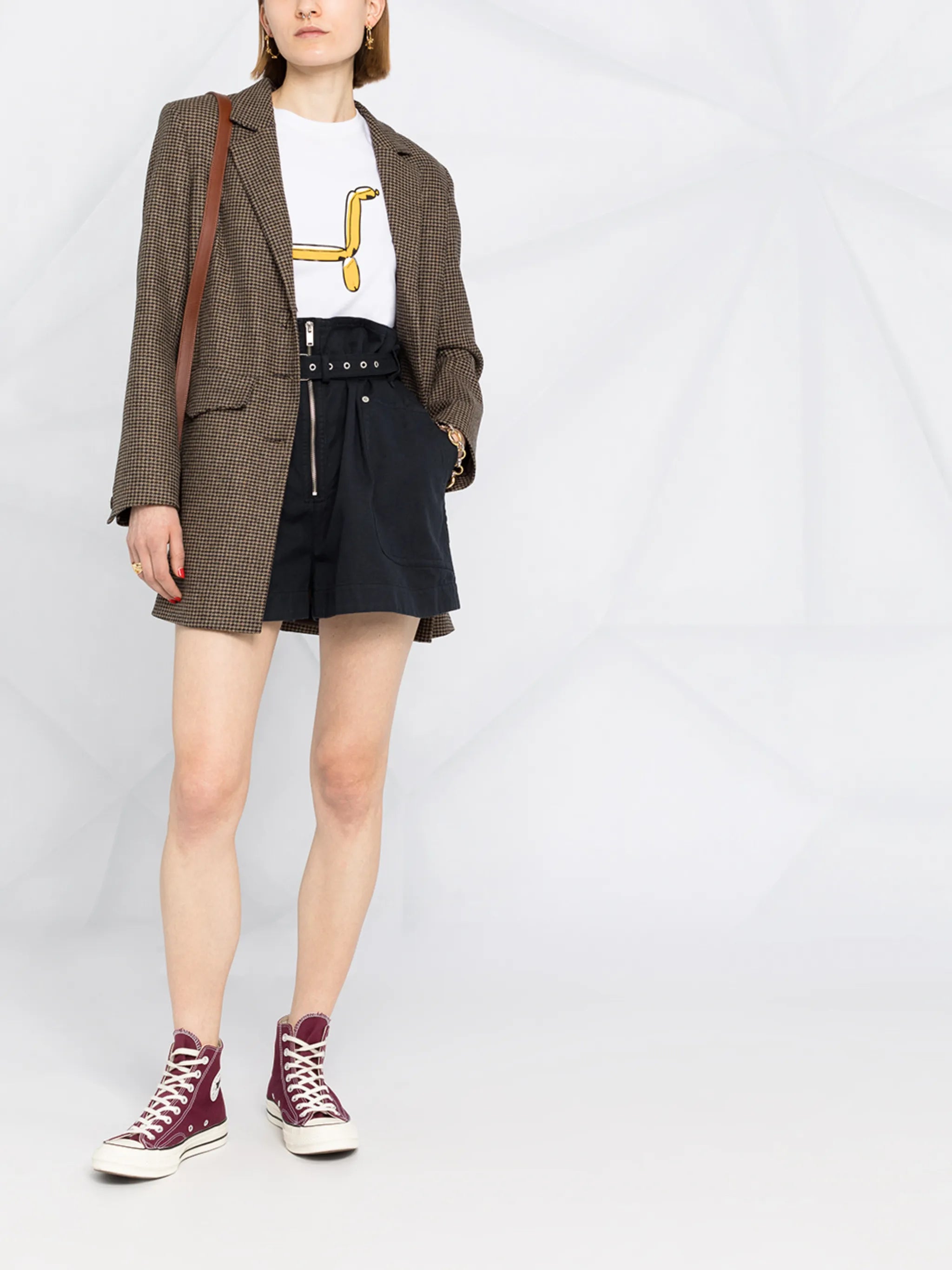Parana high-waist belted shorts