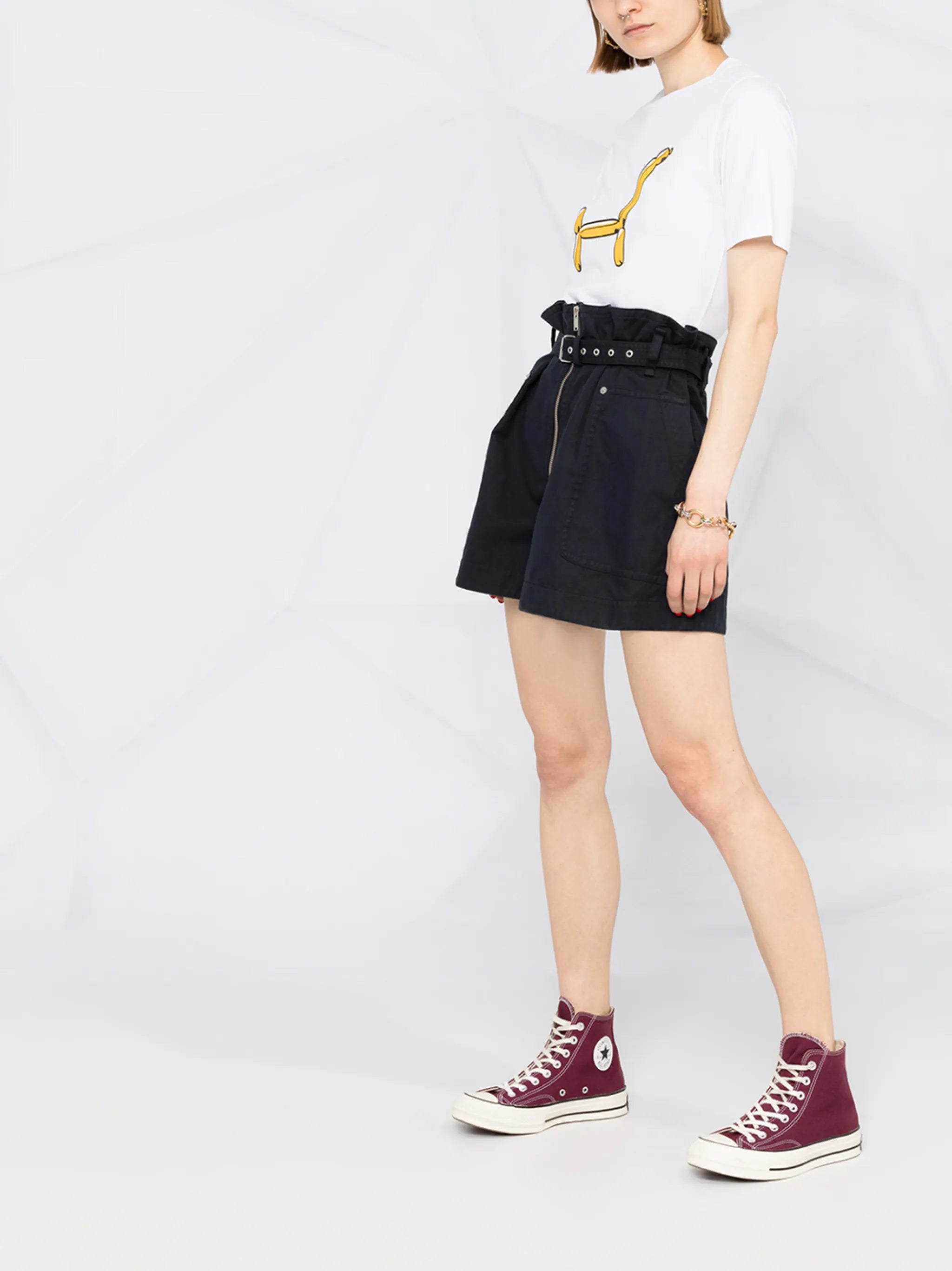 Parana high-waist belted shorts