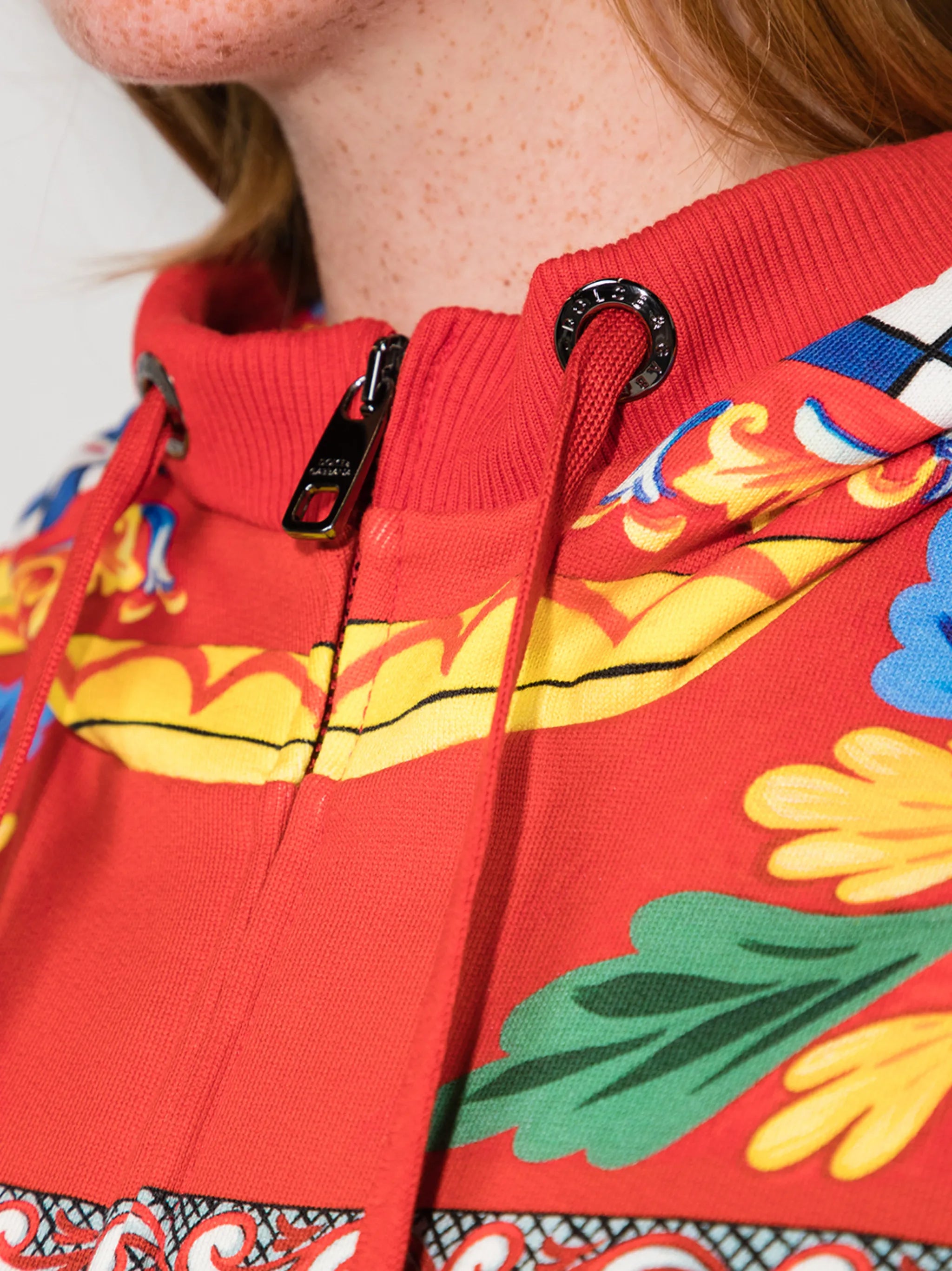 Carretto-print zip-up hoodie